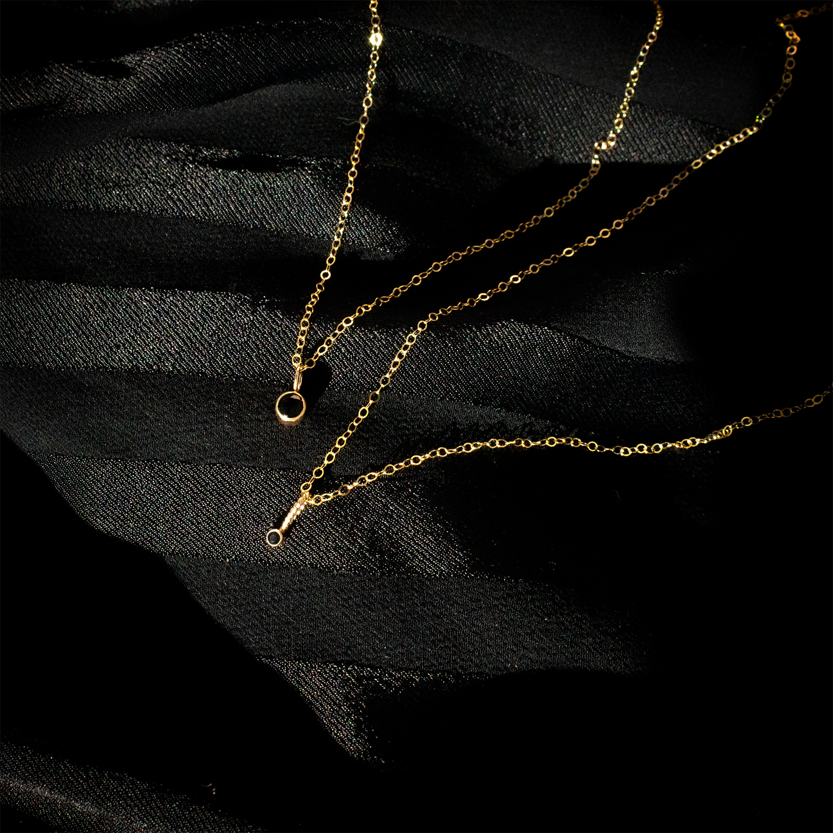 Tiny Lou Birthstone Charm Necklace • Black Onyx