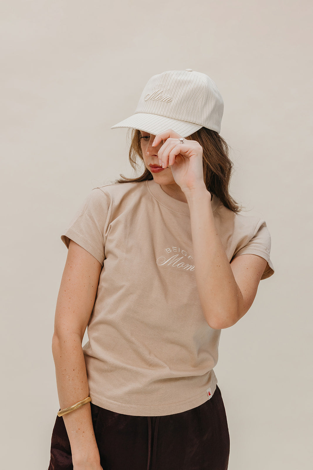 BEIGE MOM BASEBALL CAP