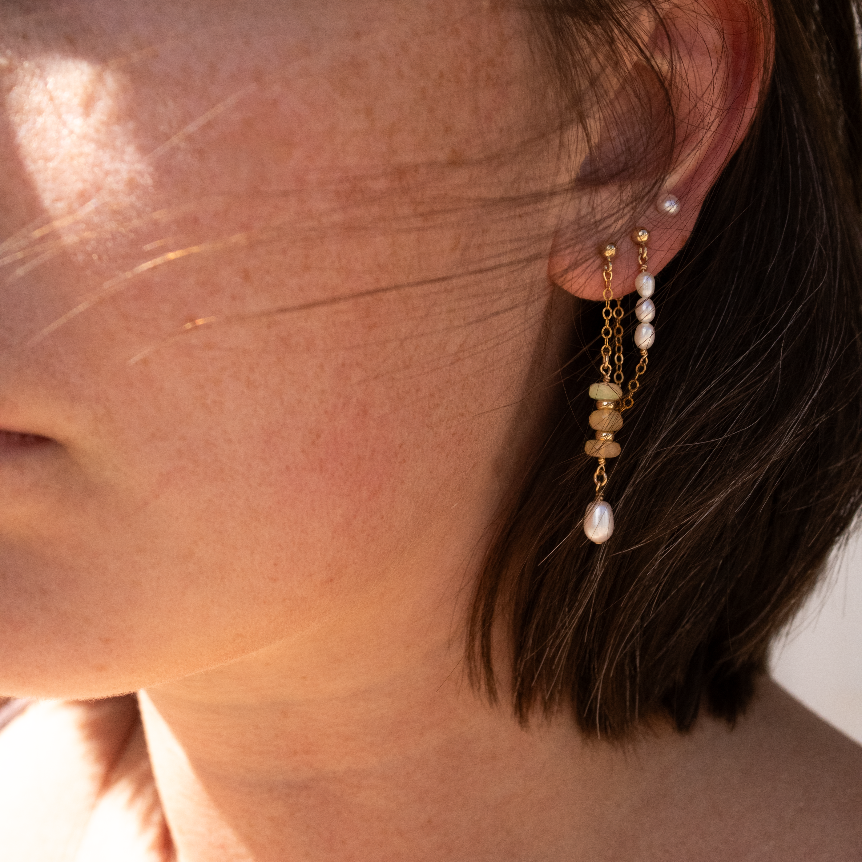 Maris Pearl Chain Loop Earrings