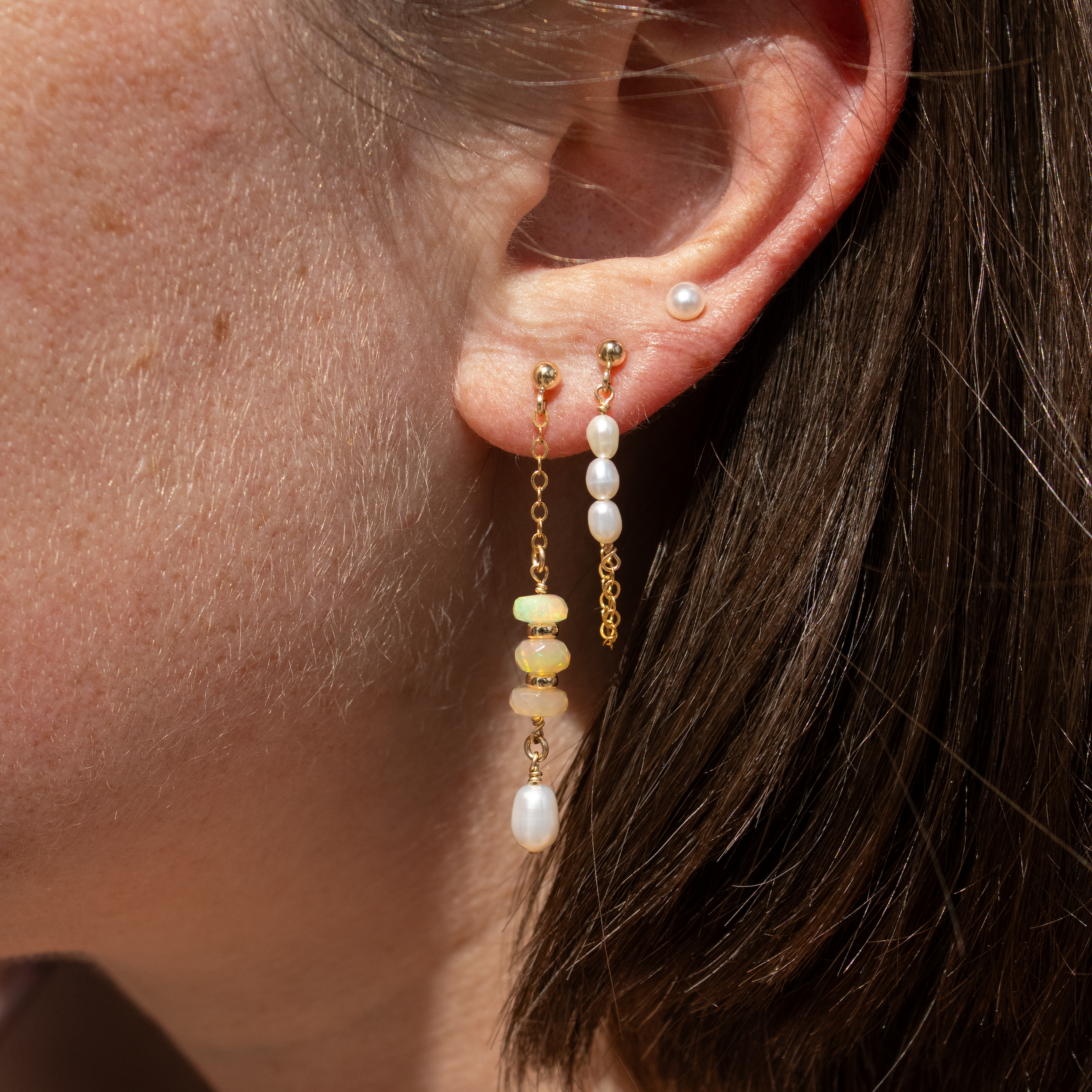 Maris Pearl Chain Loop Earrings