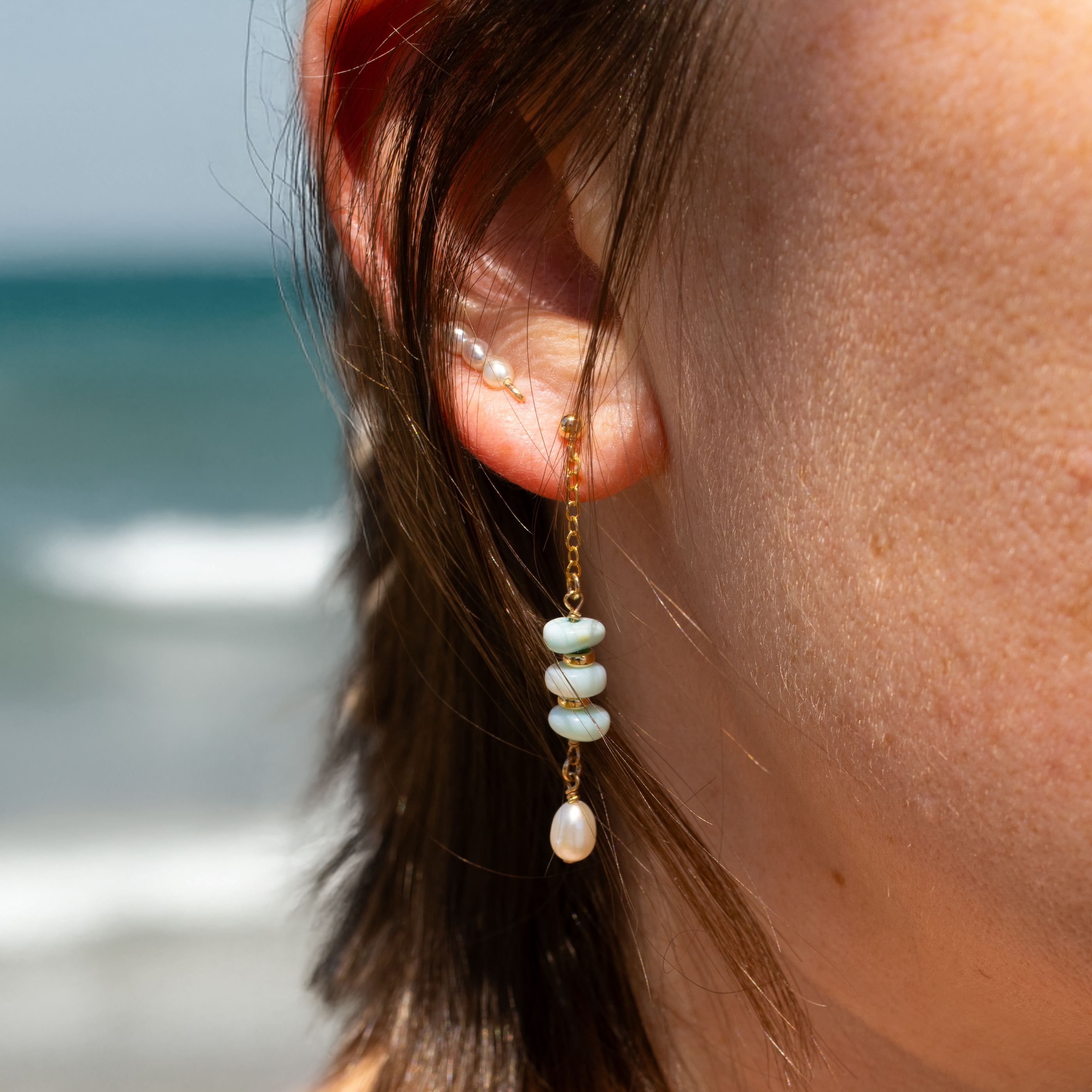 Solene Pearl Climber Earrings