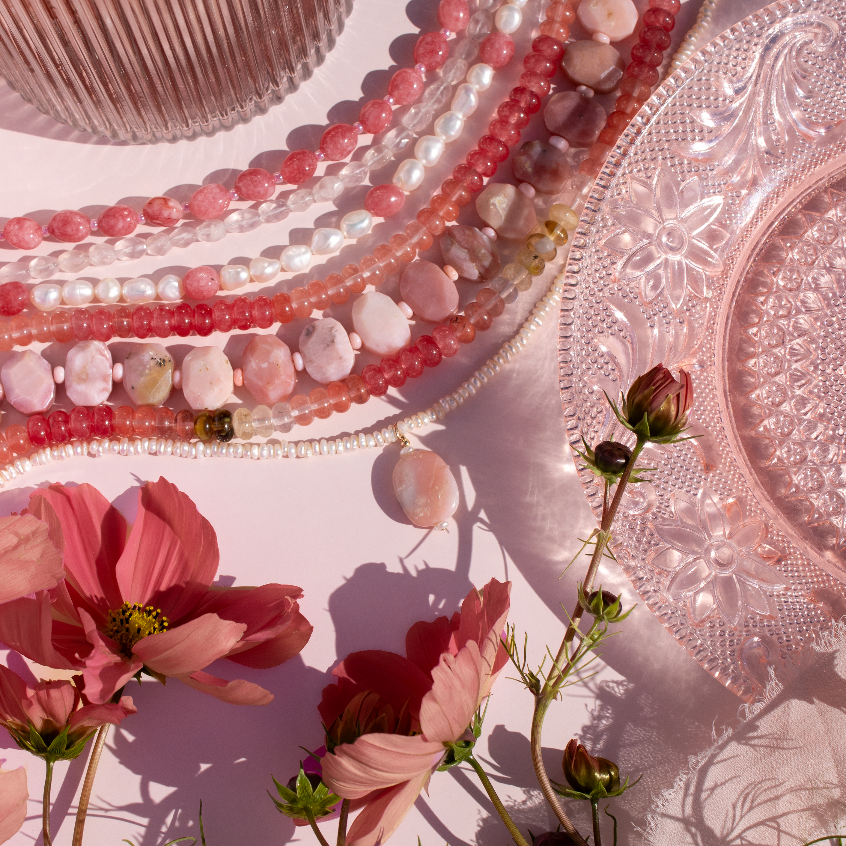 Pink Opal Gemstone Necklace • Color Coded Collection