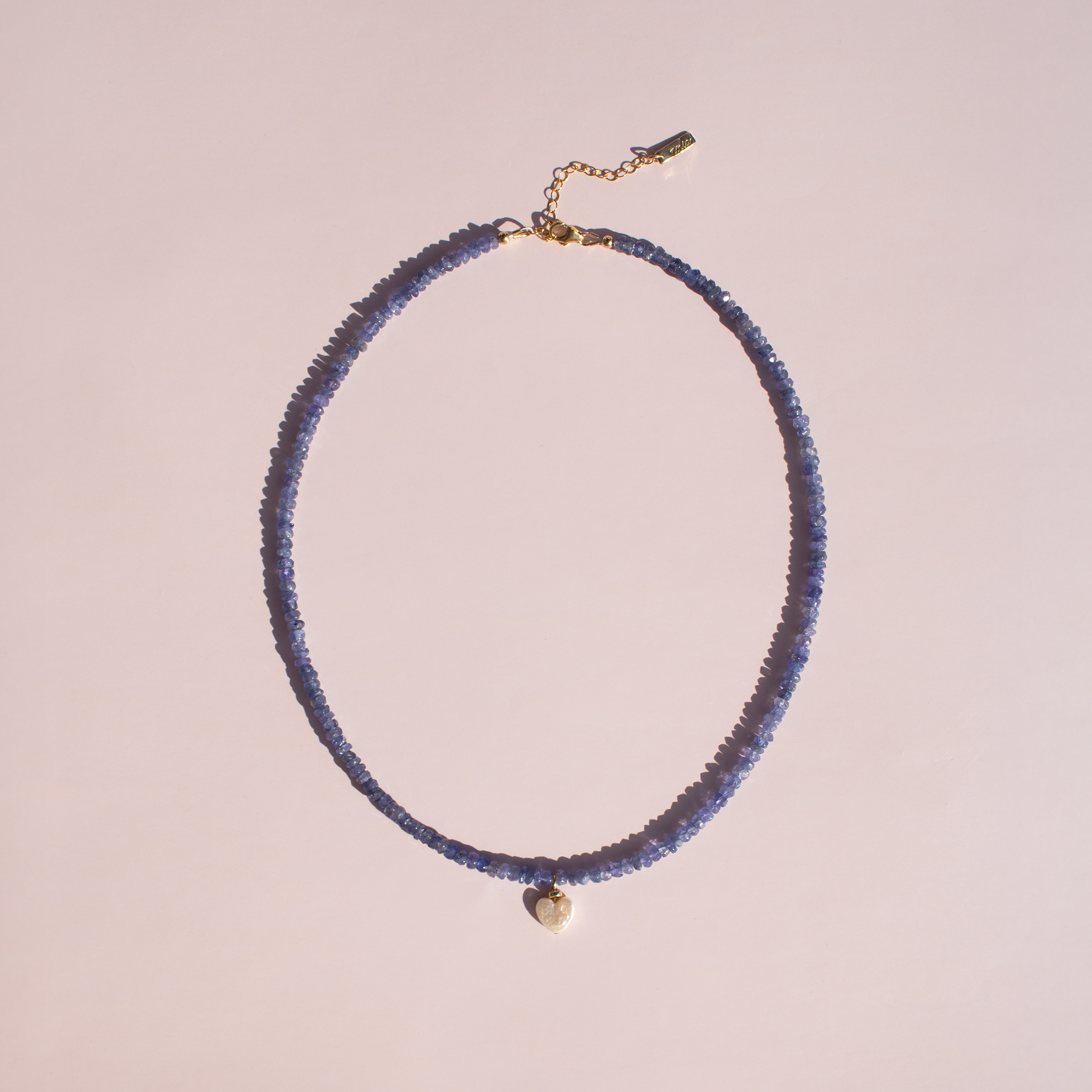 Pearl Heart + Tanzanite Gemstone Necklace • Color Coded Collection