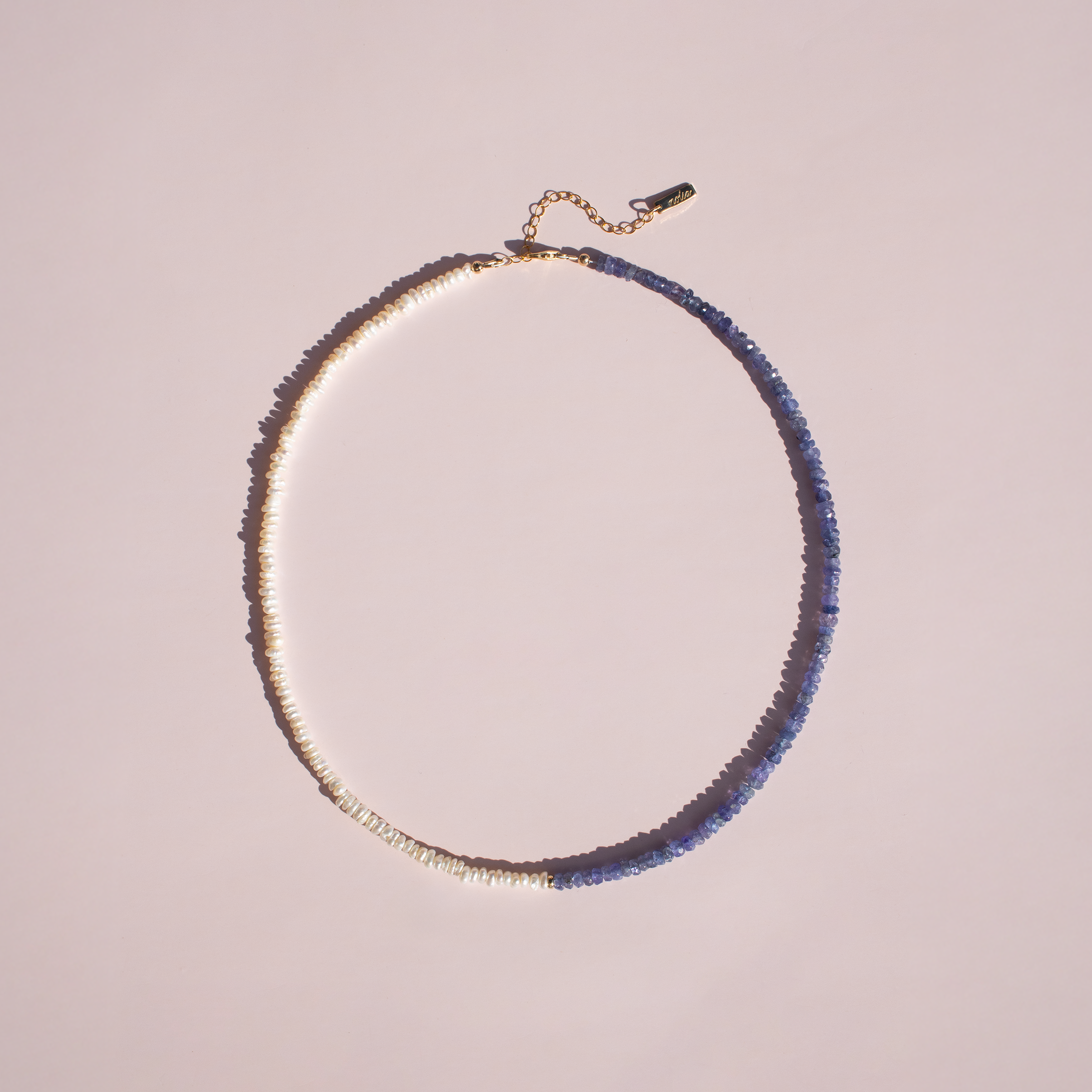 Pearl + Tanzanite Gemstone Necklace • Color Coded Collection