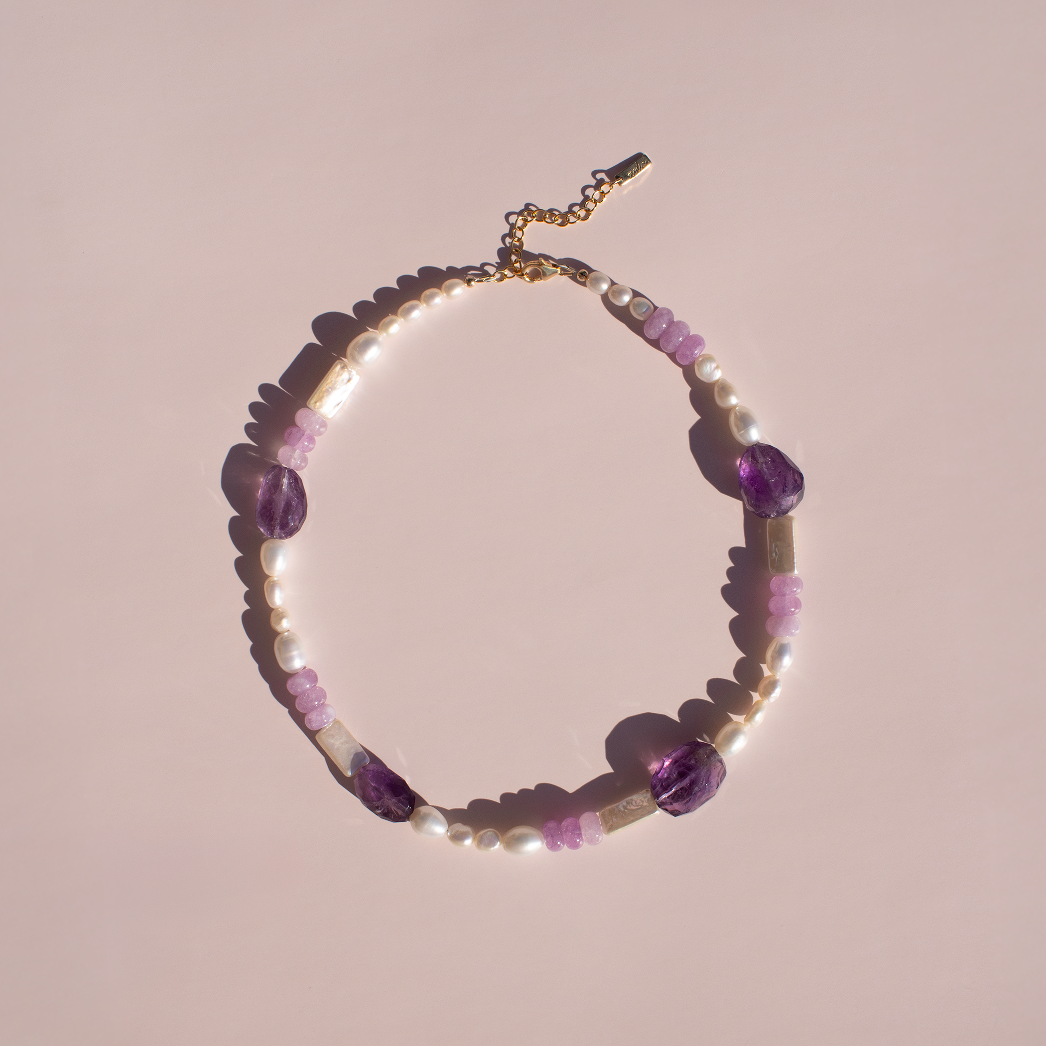 Amethyst + Pearl Statement Necklace • Color Coded Collection