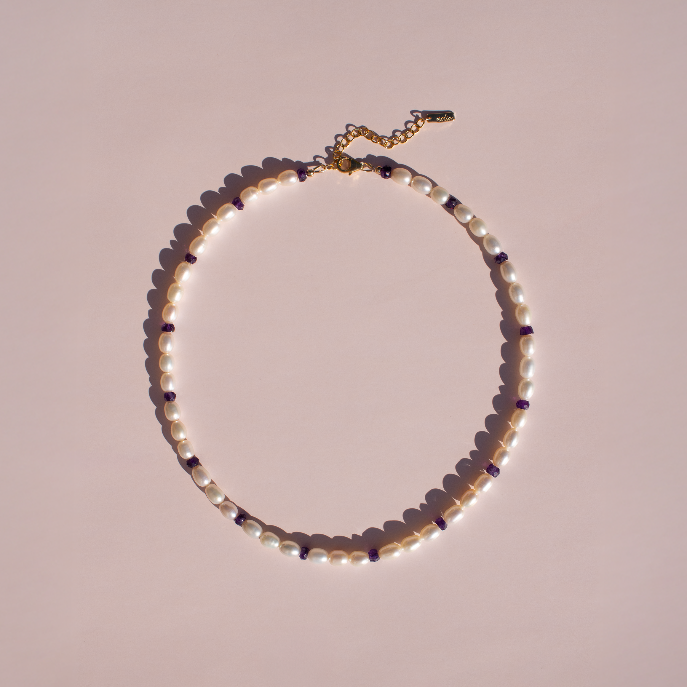 Pearl + Amethyst Necklace • Color Coded Collection
