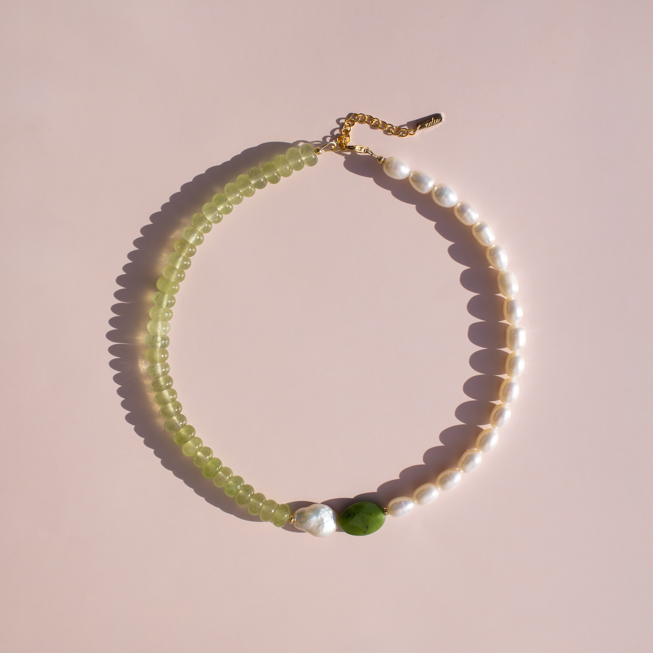 Jade + Pearl Statement Necklace • Color Coded Collection