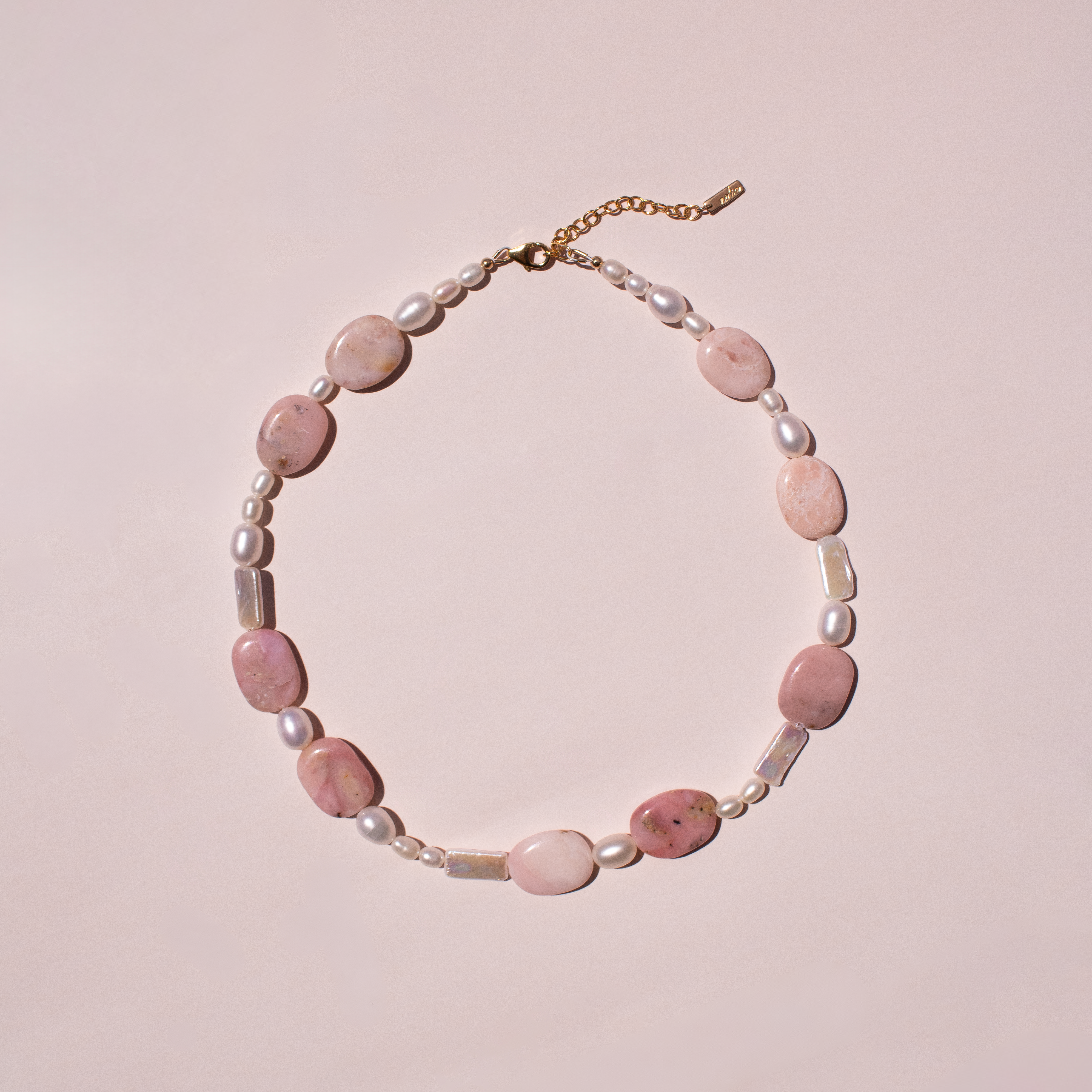 Wildrose Statement Necklace • Pink Opal + Freshwater Pearl