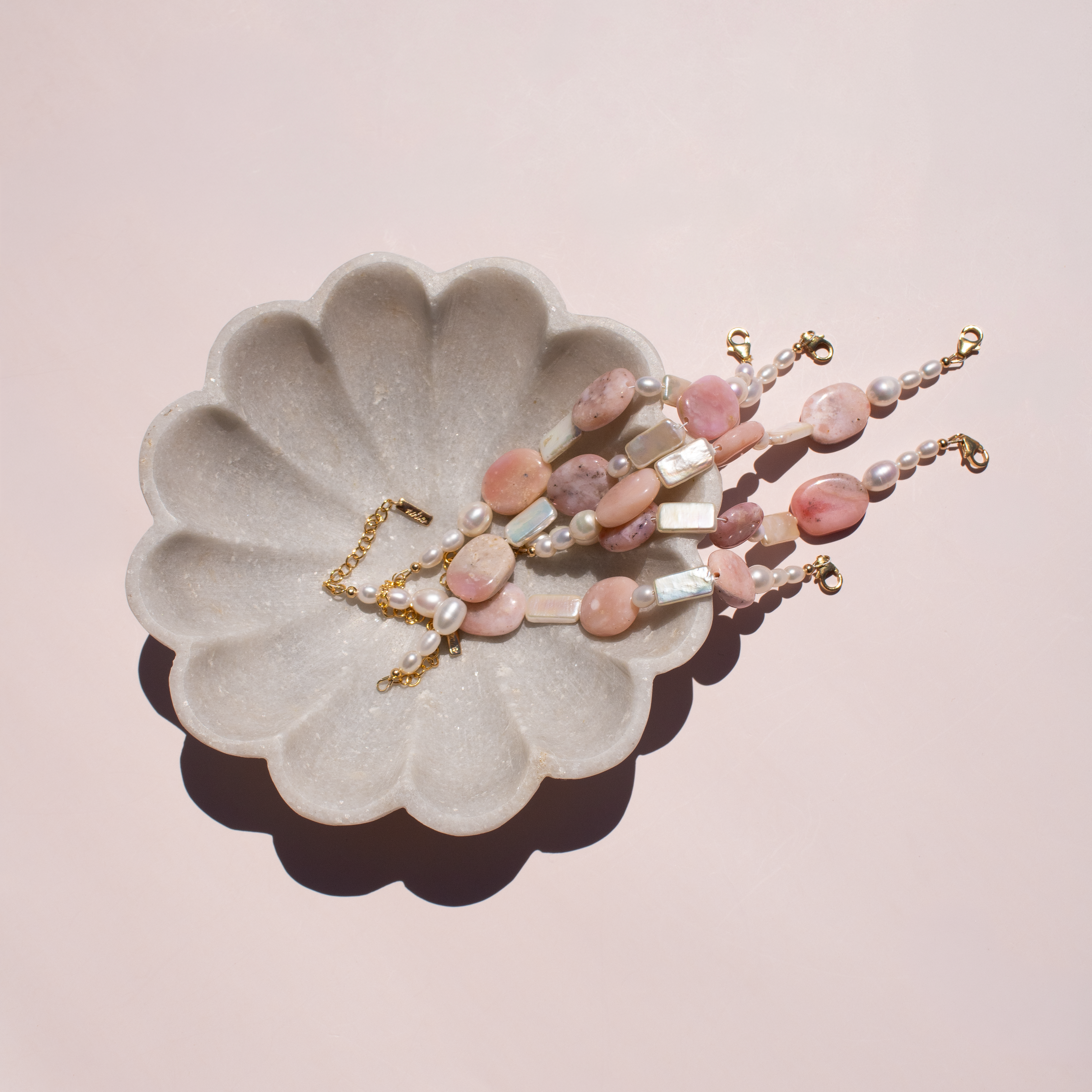 Wildrose Statement Bracelet • Pink Opal + Freshwater Pearl