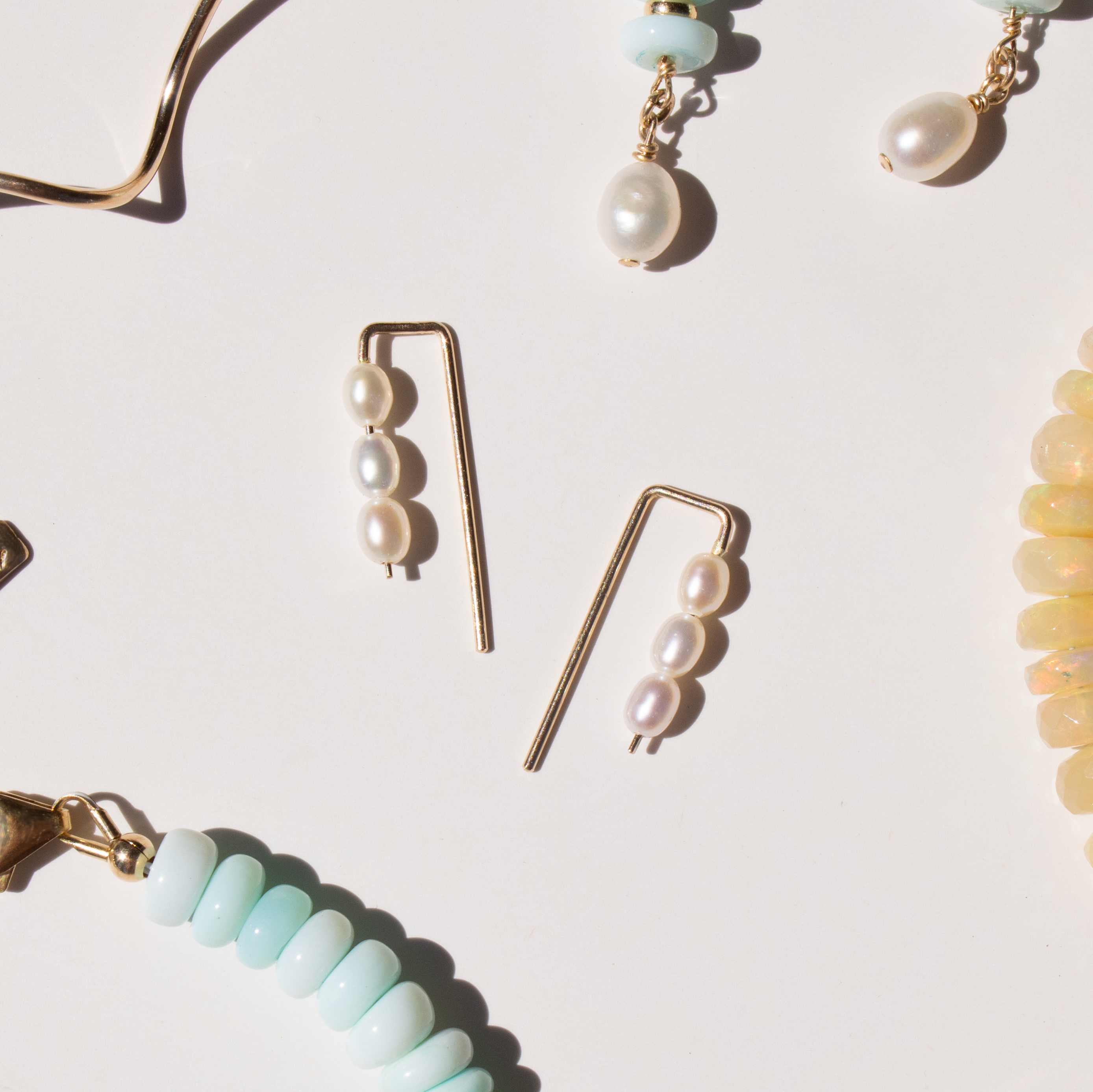 Solene Pearl Climber Earrings