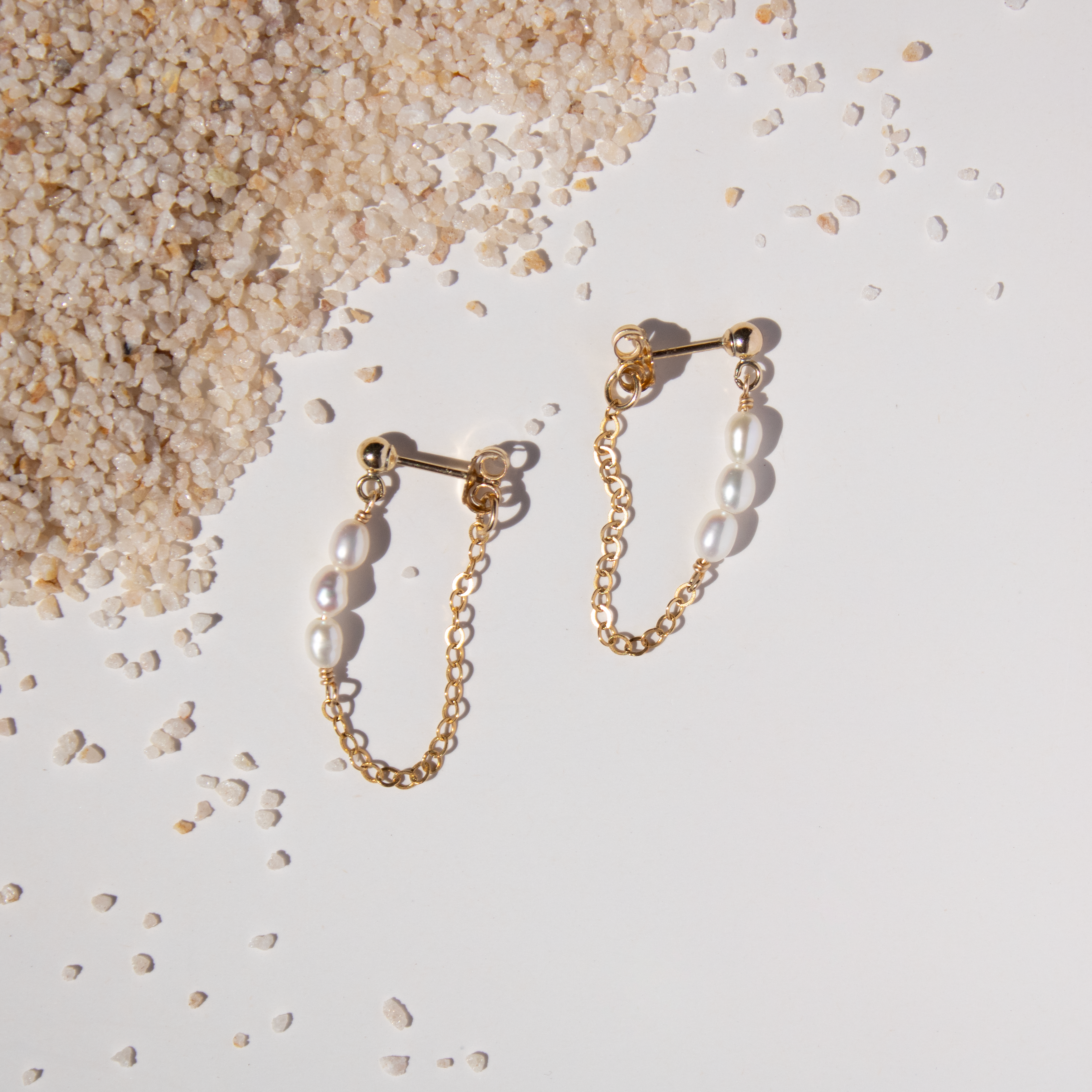 Maris Pearl Chain Loop Earrings