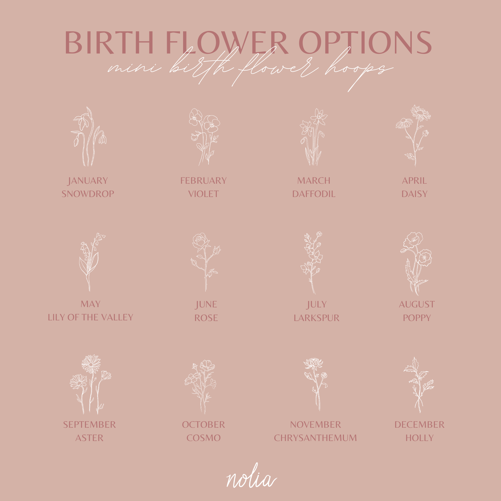 Mini Birth Flower Hoop Earrings