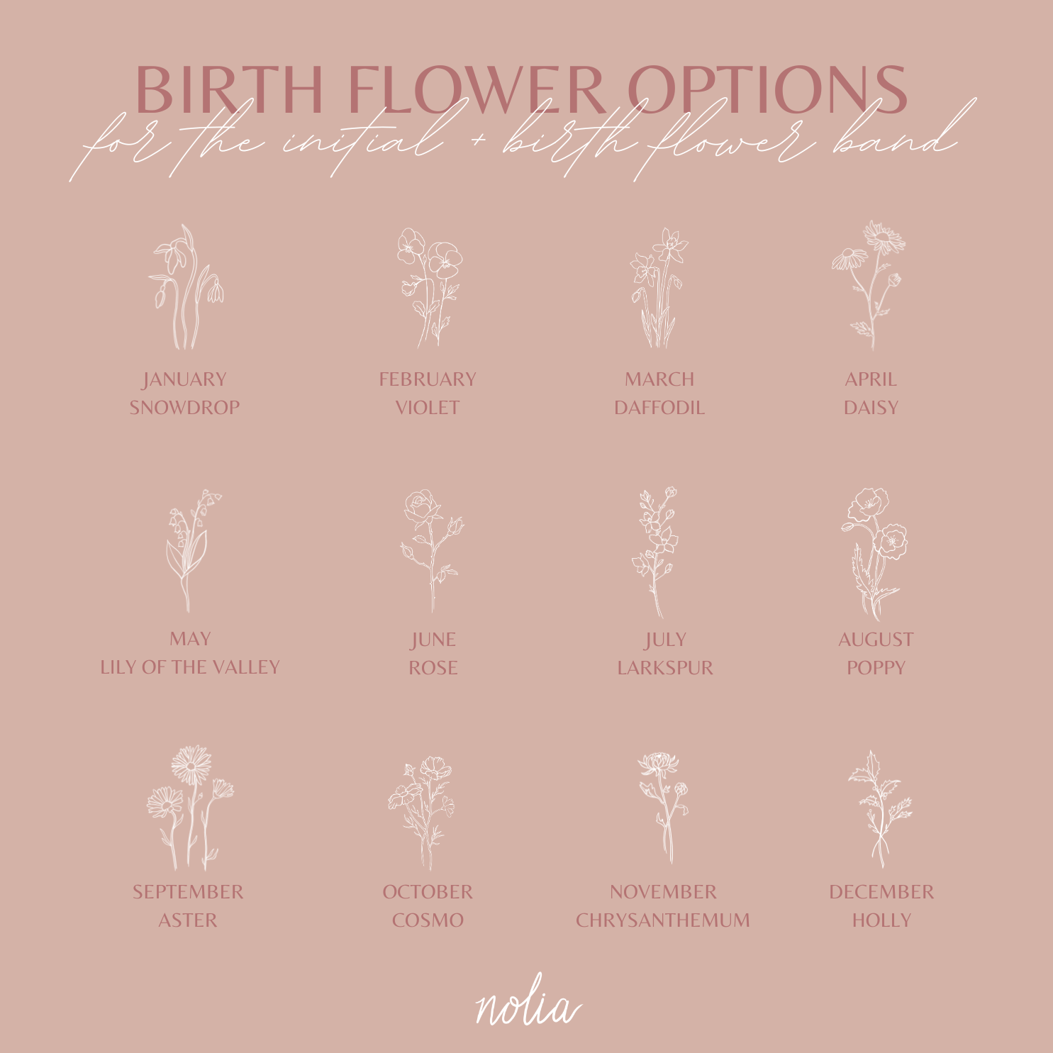 Initial + Birth Flower Band