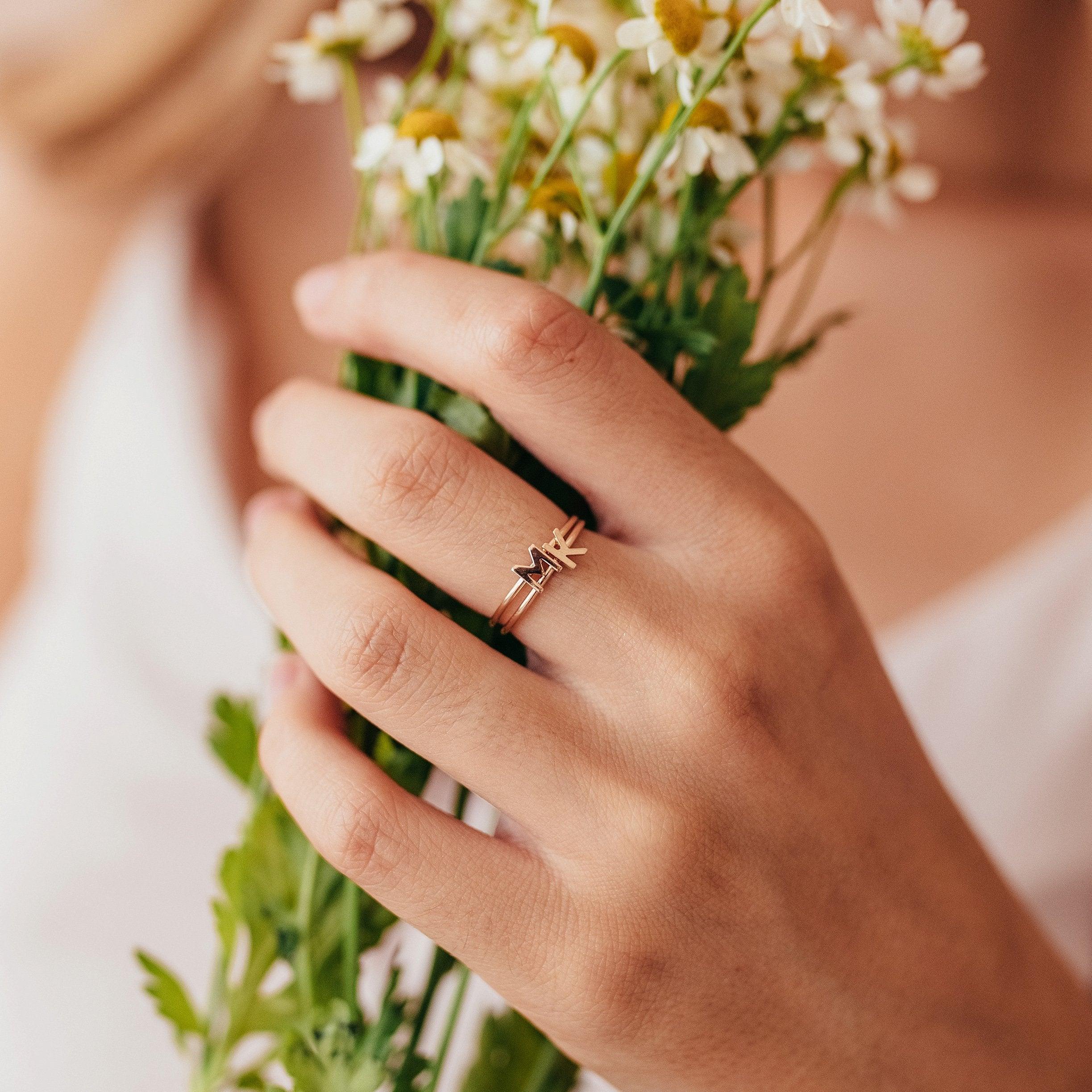 Ava Initial Ring - Nolia Jewelry - Meaningful + Sustainably Handcrafted Jewelry