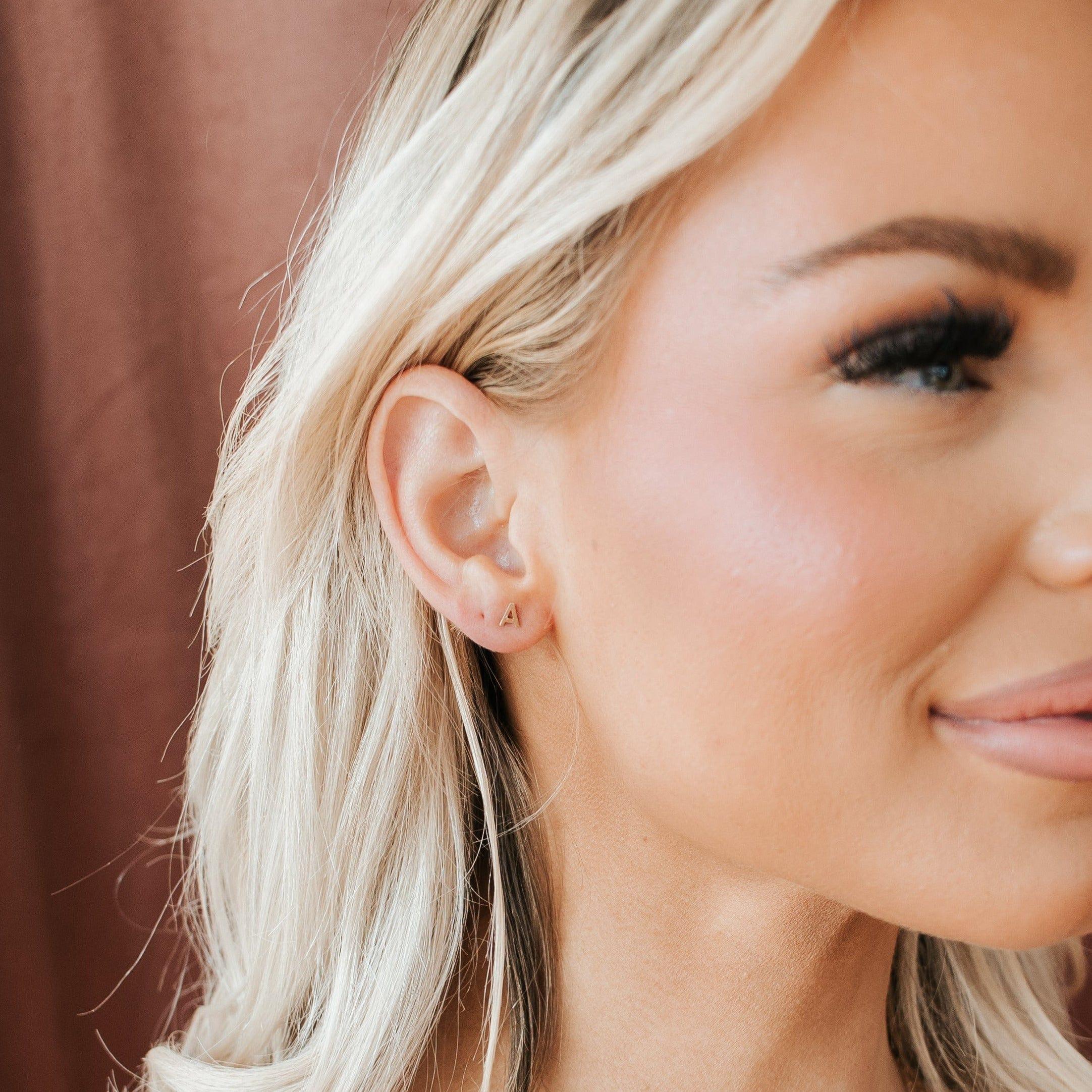 Ava Initial Stud • Single - Nolia Jewelry - Meaningful + Sustainably Handcrafted Jewelry