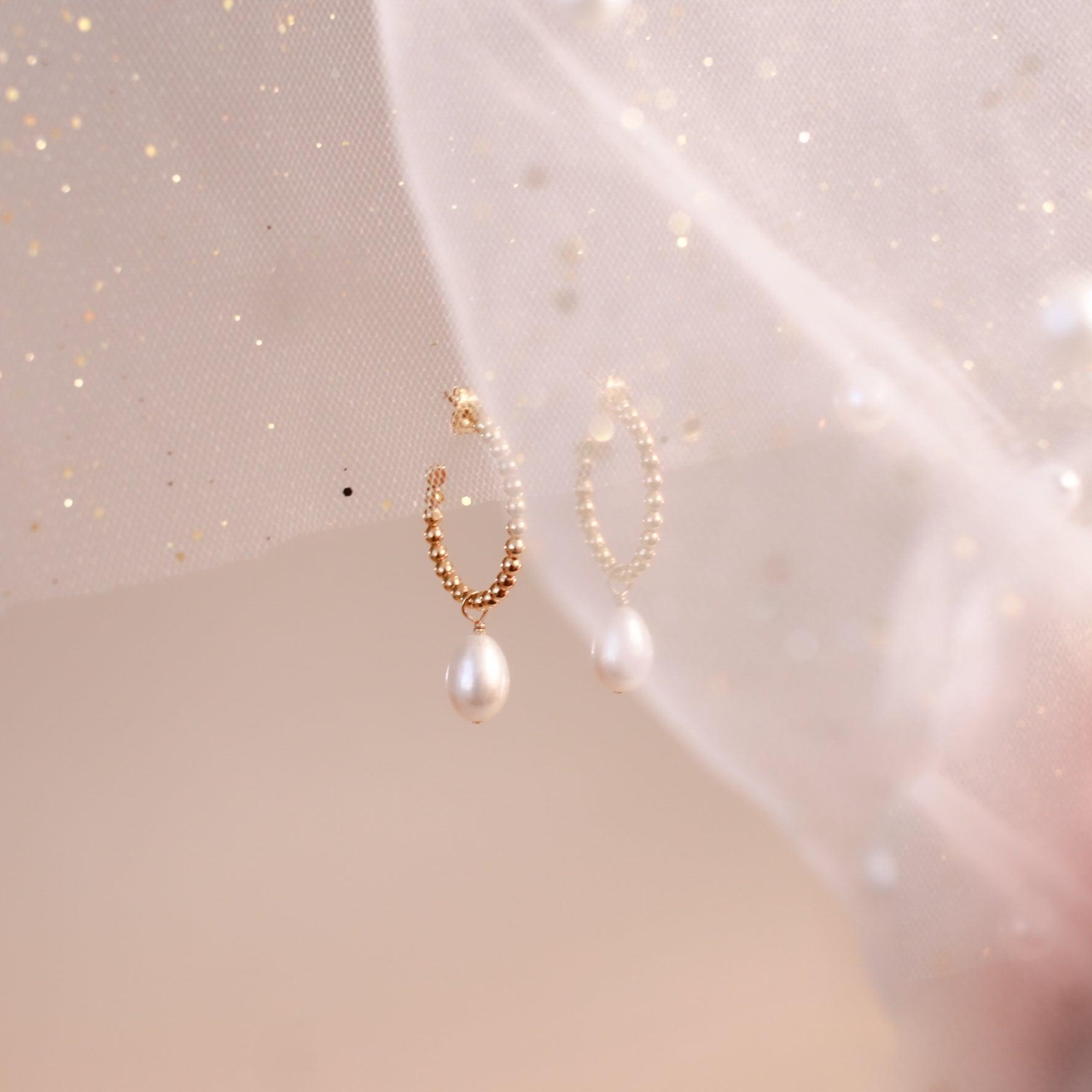 Avila Pearl Hoop Earrings - Nolia Jewelry - Meaningful + Sustainably Handcrafted Jewelry