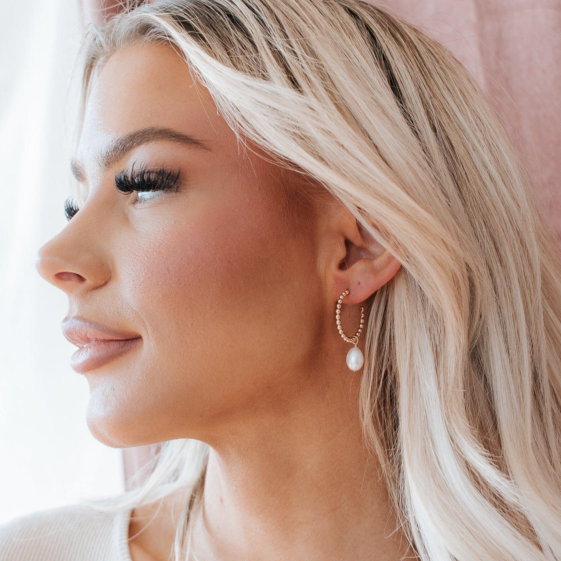Avila Pearl Hoop Earrings - Nolia Jewelry - Meaningful + Sustainably Handcrafted Jewelry