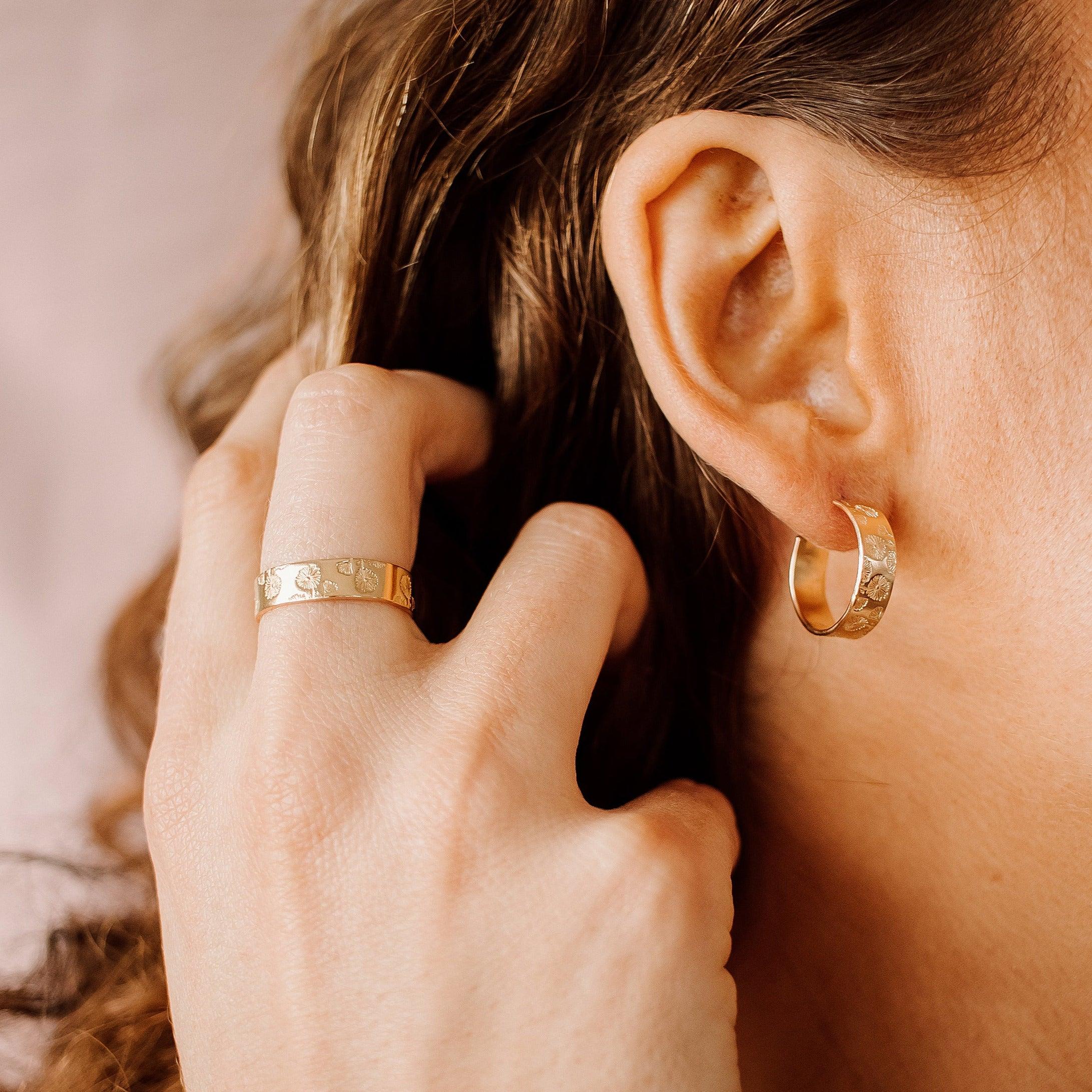 Birth Flower Hoop Earrings - Nolia Jewelry - Meaningful + Sustainably Handcrafted Jewelry