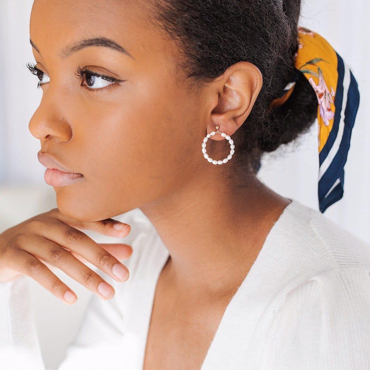 Carina Pearl Hoop Earrings - Nolia Jewelry - Meaningful + Sustainably Handcrafted Jewelry