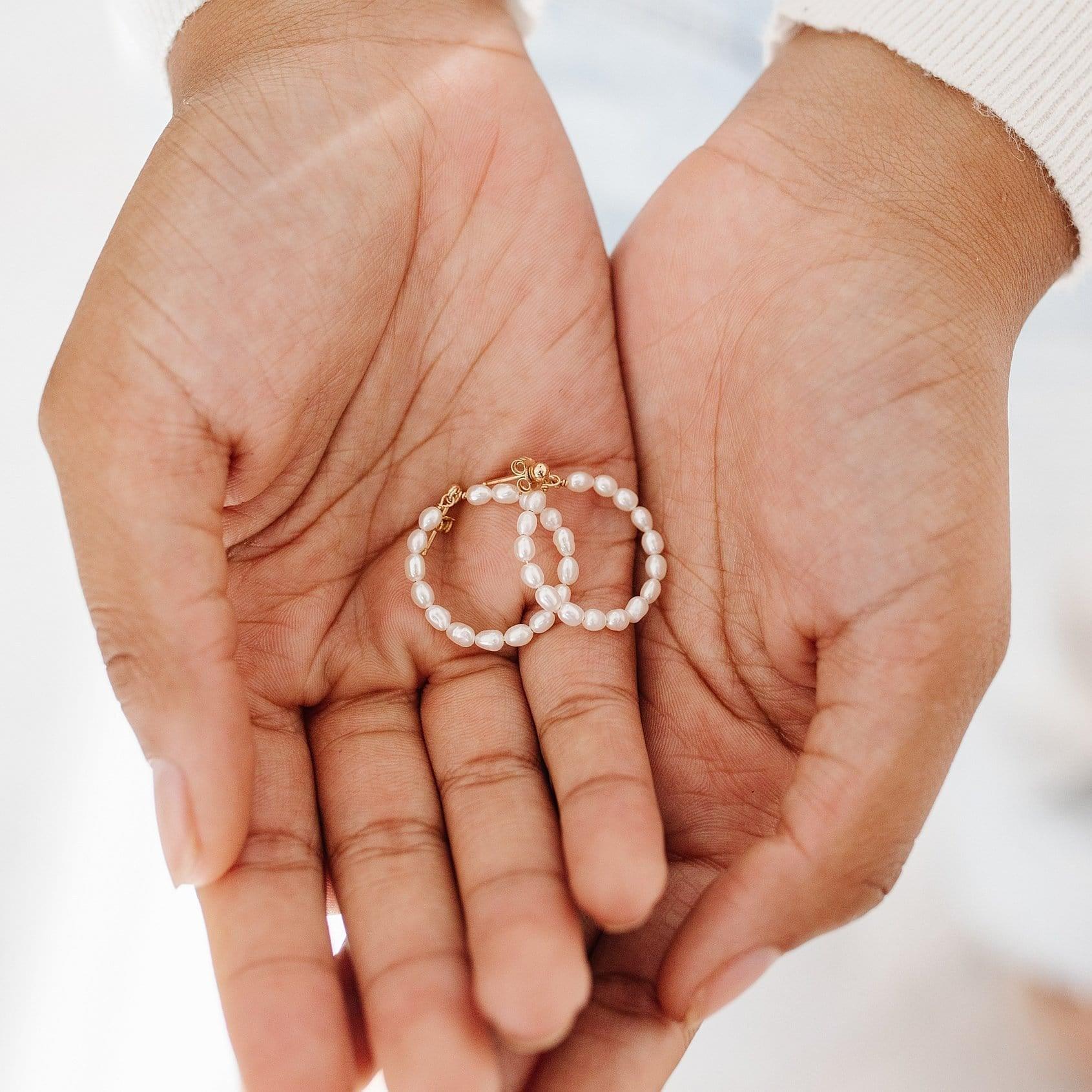 Carina Pearl Hoop Earrings - Nolia Jewelry - Meaningful + Sustainably Handcrafted Jewelry