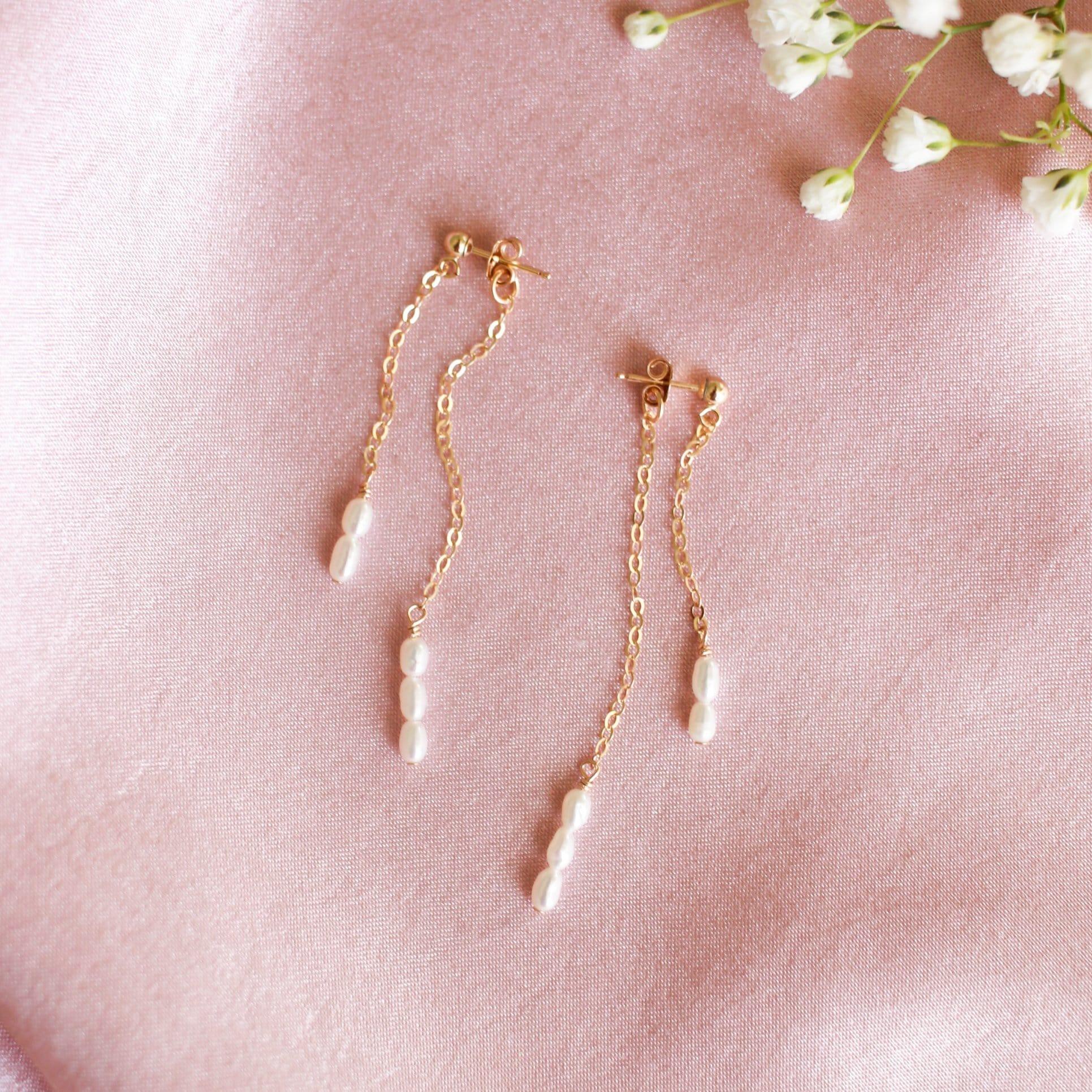 Cordelia Double Pearl Drop Earrings - Nolia Jewelry - Meaningful + Sustainably Handcrafted Jewelry
