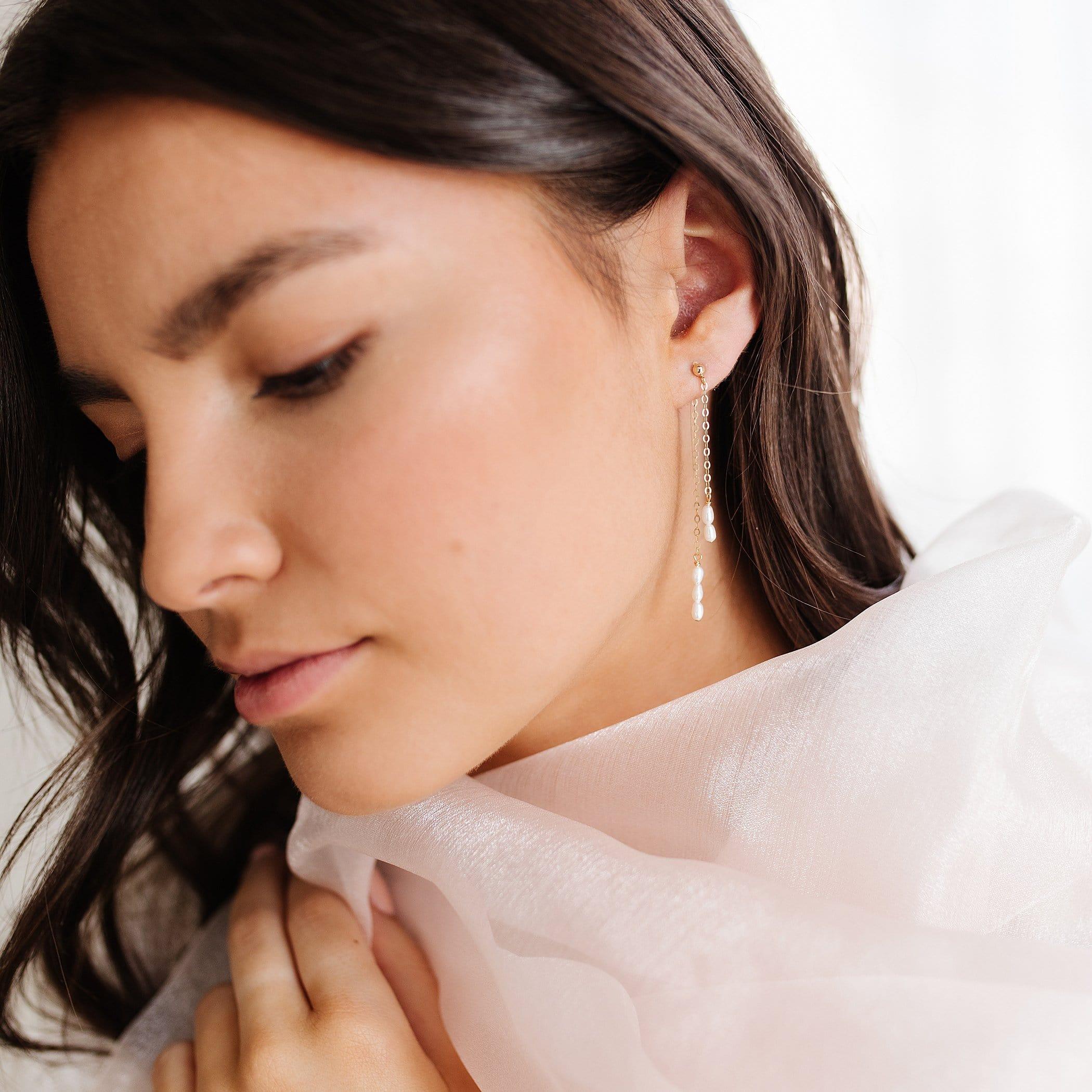Cordelia Double Pearl Drop Earrings - Nolia Jewelry - Meaningful + Sustainably Handcrafted Jewelry
