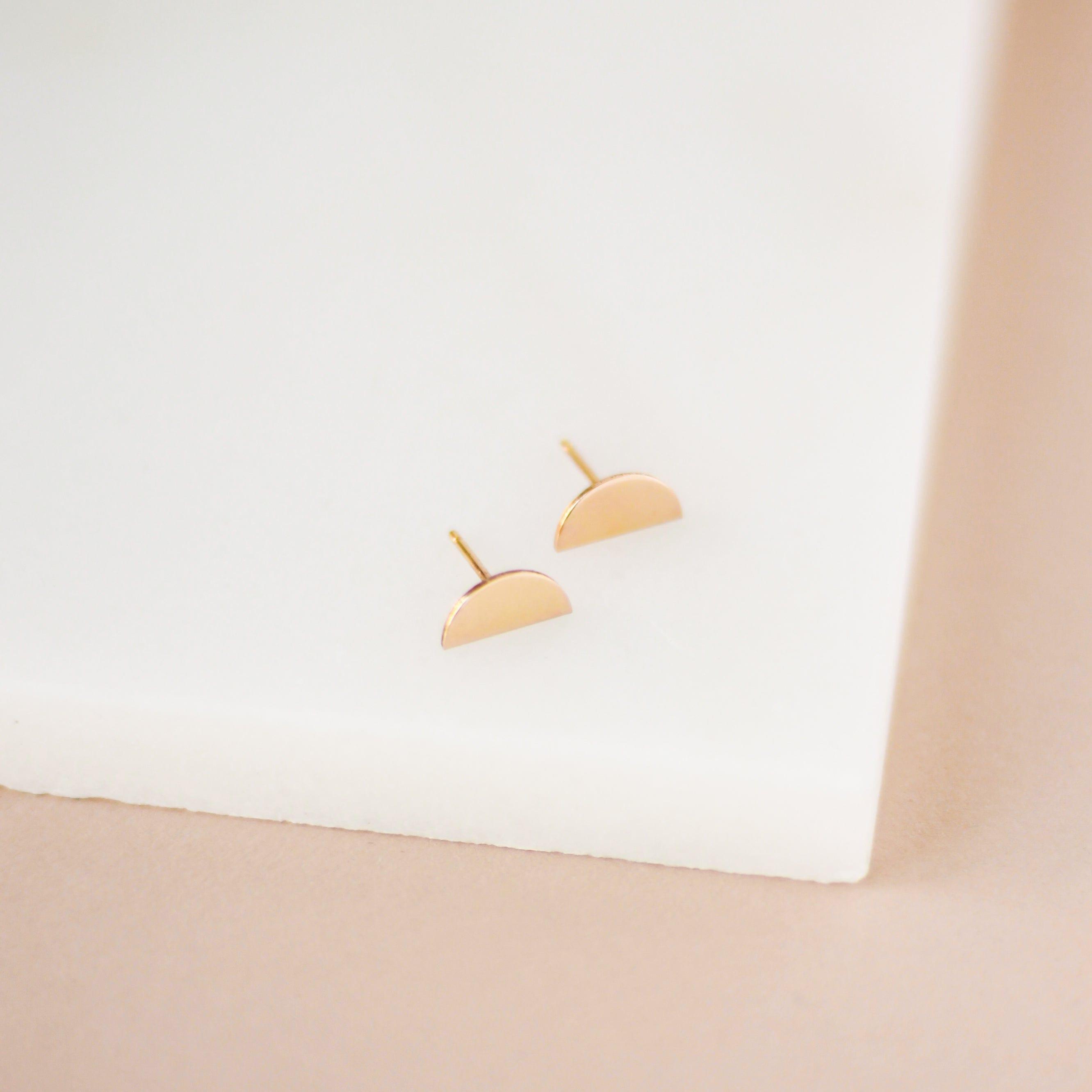 Half Moon Stud Earrings - Nolia Jewelry - Meaningful + Sustainably Handcrafted Jewelry