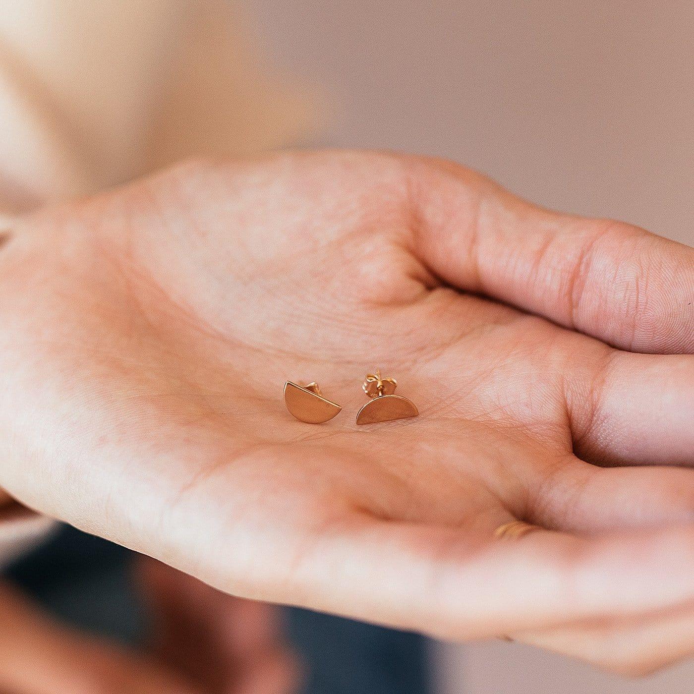 Half Moon Stud Earrings - Nolia Jewelry - Meaningful + Sustainably Handcrafted Jewelry