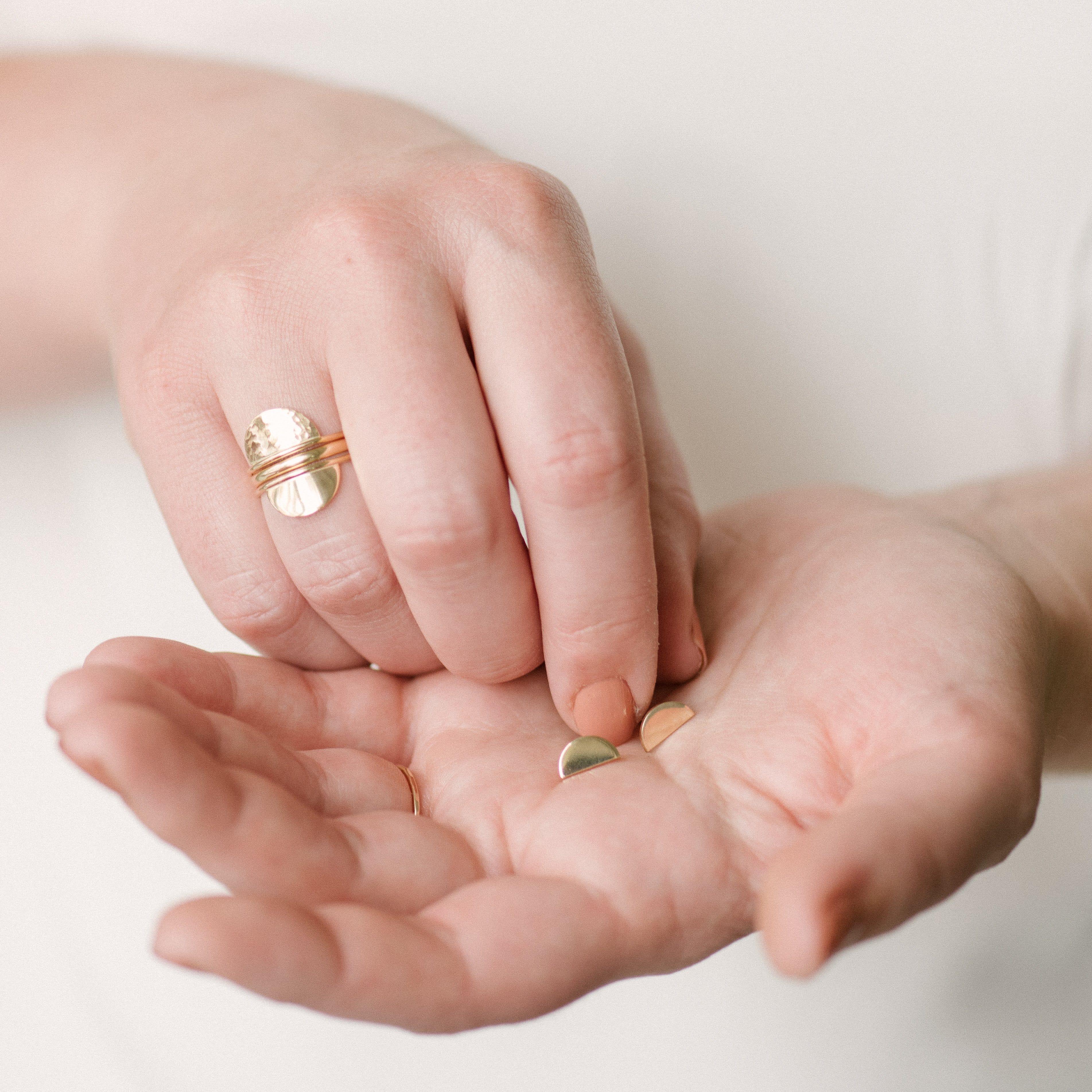Half Moon Stud Earrings - Nolia Jewelry - Meaningful + Sustainably Handcrafted Jewelry