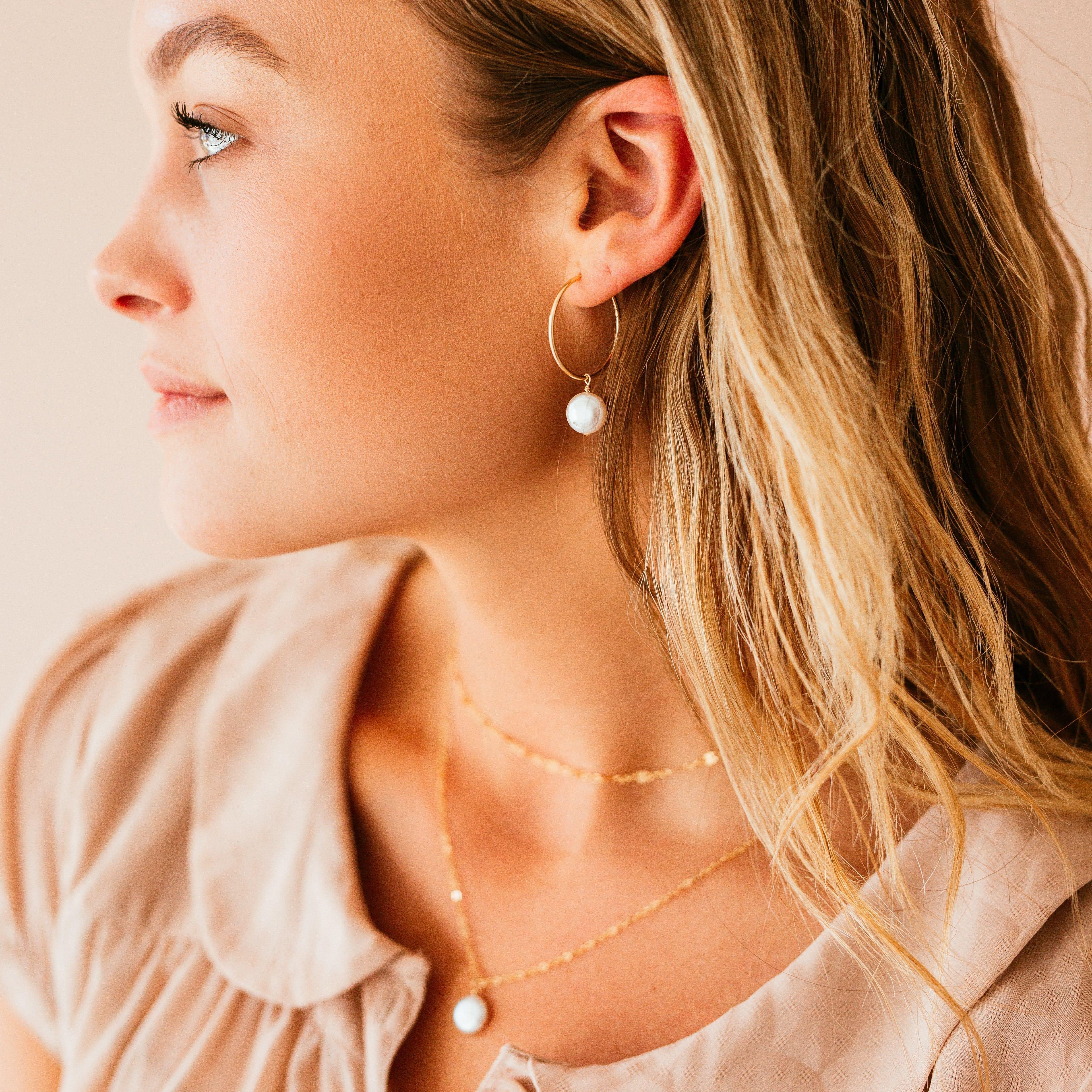 Lana Pearl Hoop Earrings - Nolia Jewelry - Meaningful + Sustainably Handcrafted Jewelry