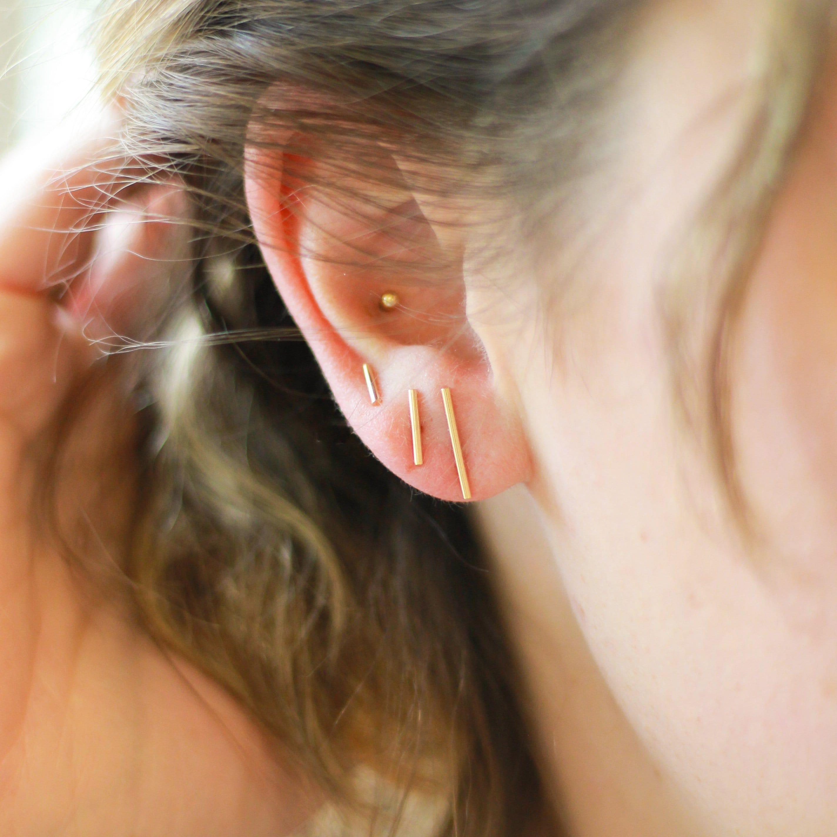 Long Bar Stud Earrings - Nolia Jewelry - Meaningful + Sustainably Handcrafted Jewelry