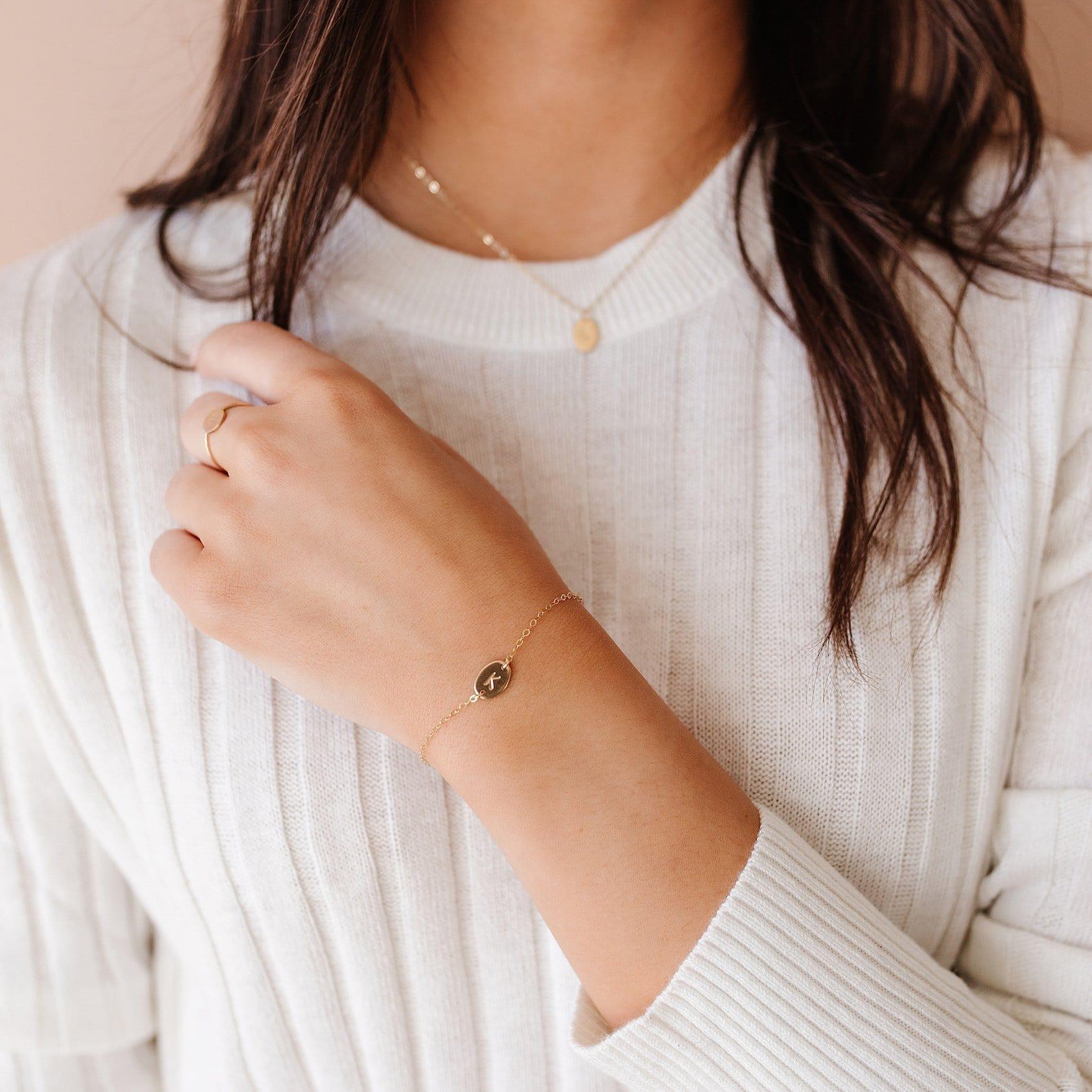 Lydia Oval Initial Bracelet - Nolia Jewelry - Meaningful + Sustainably Handcrafted Jewelry