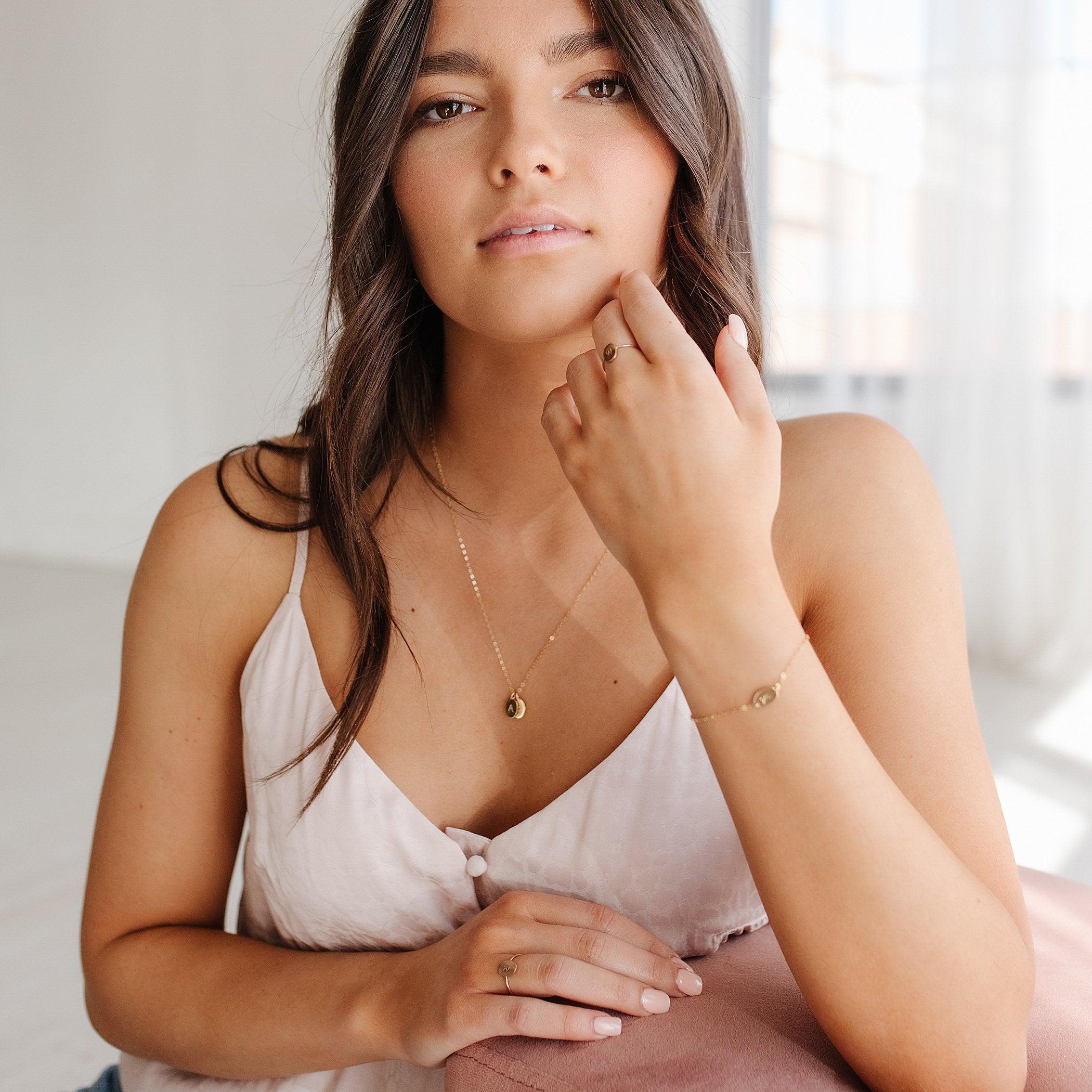 Lydia Oval Initial Necklace - Nolia Jewelry - Meaningful + Sustainably Handcrafted Jewelry