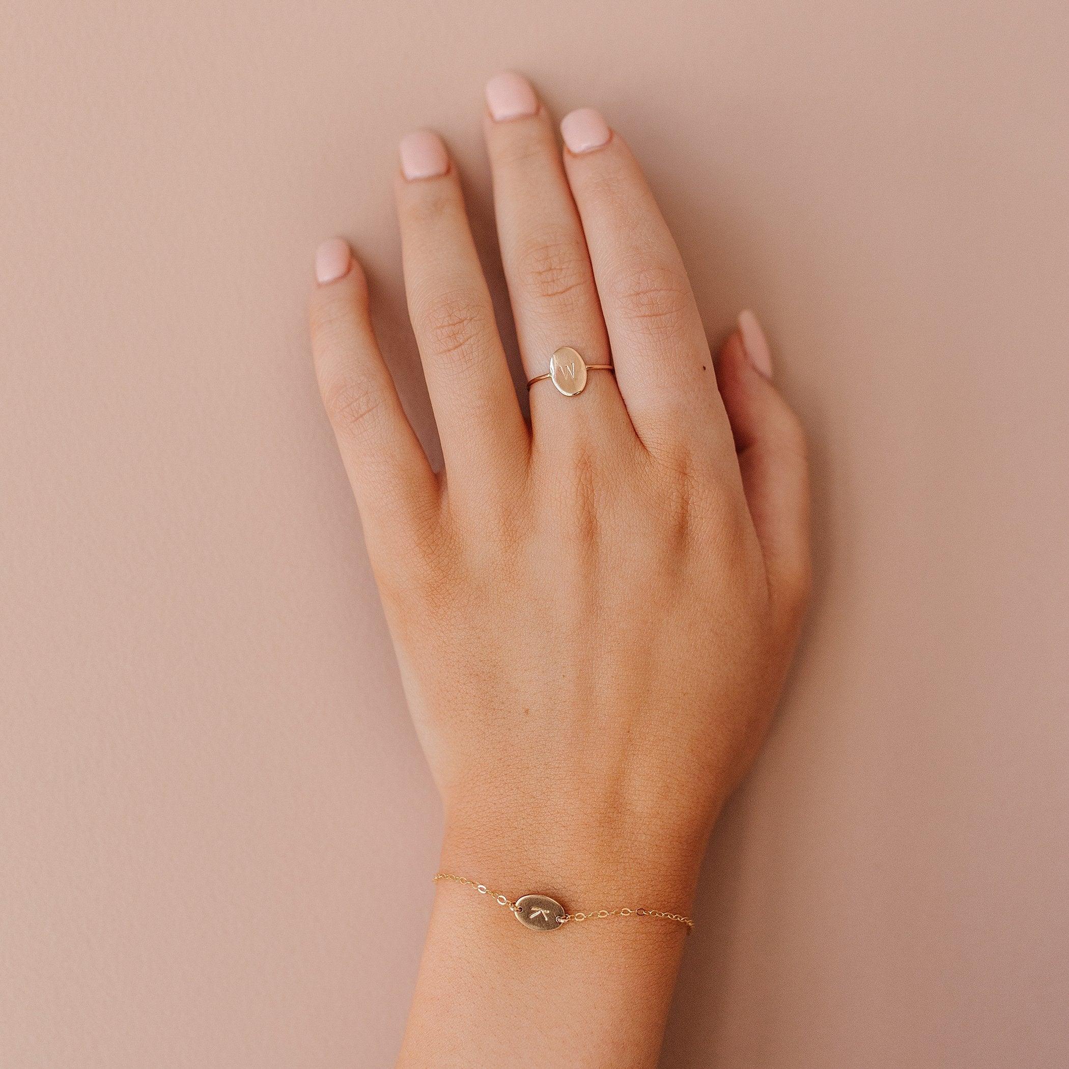 Lydia Oval Initial Ring - Nolia Jewelry - Meaningful + Sustainably Handcrafted Jewelry