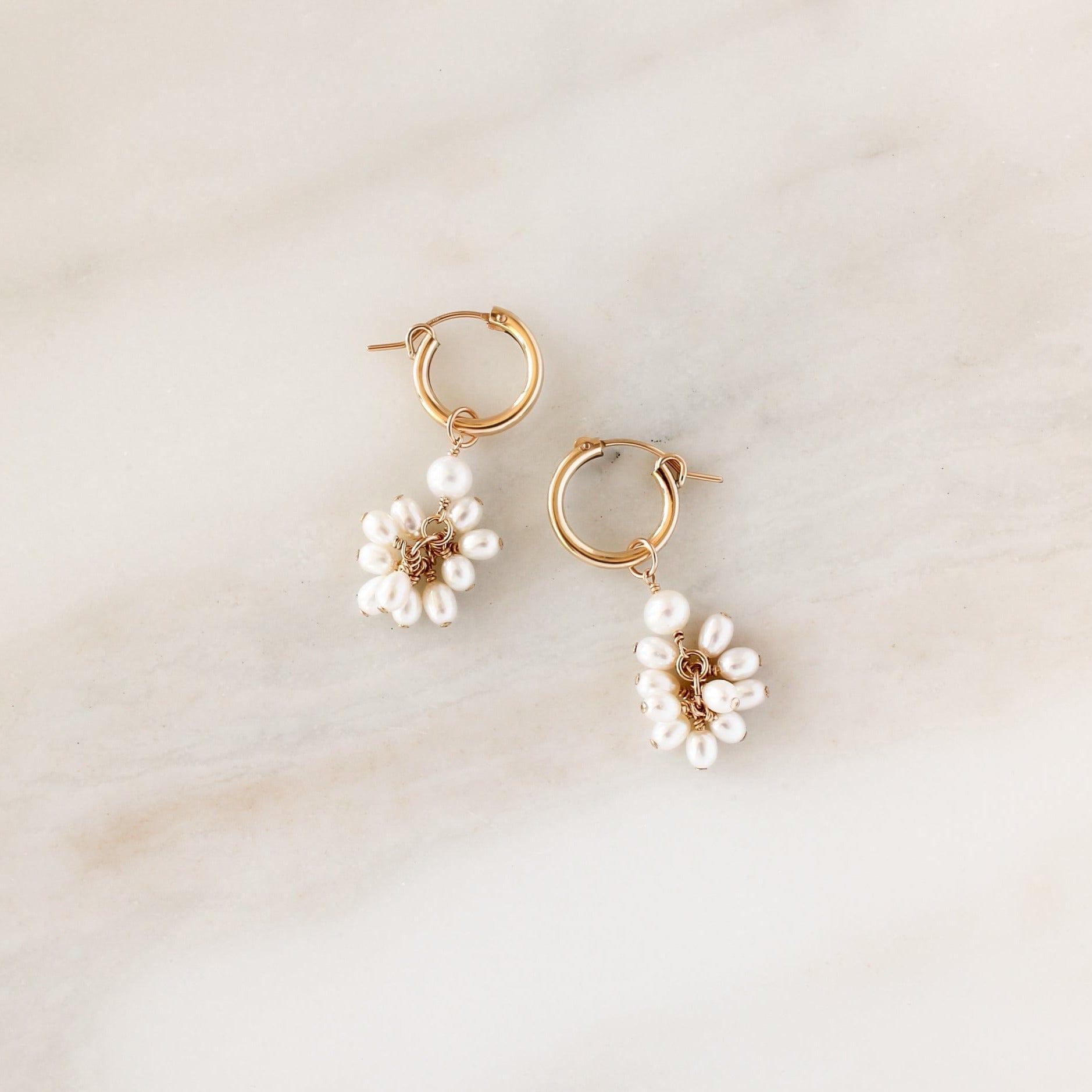 Pearl Blossom Hoop Earrings - Nolia Jewelry - Meaningful + Sustainably Handcrafted Jewelry