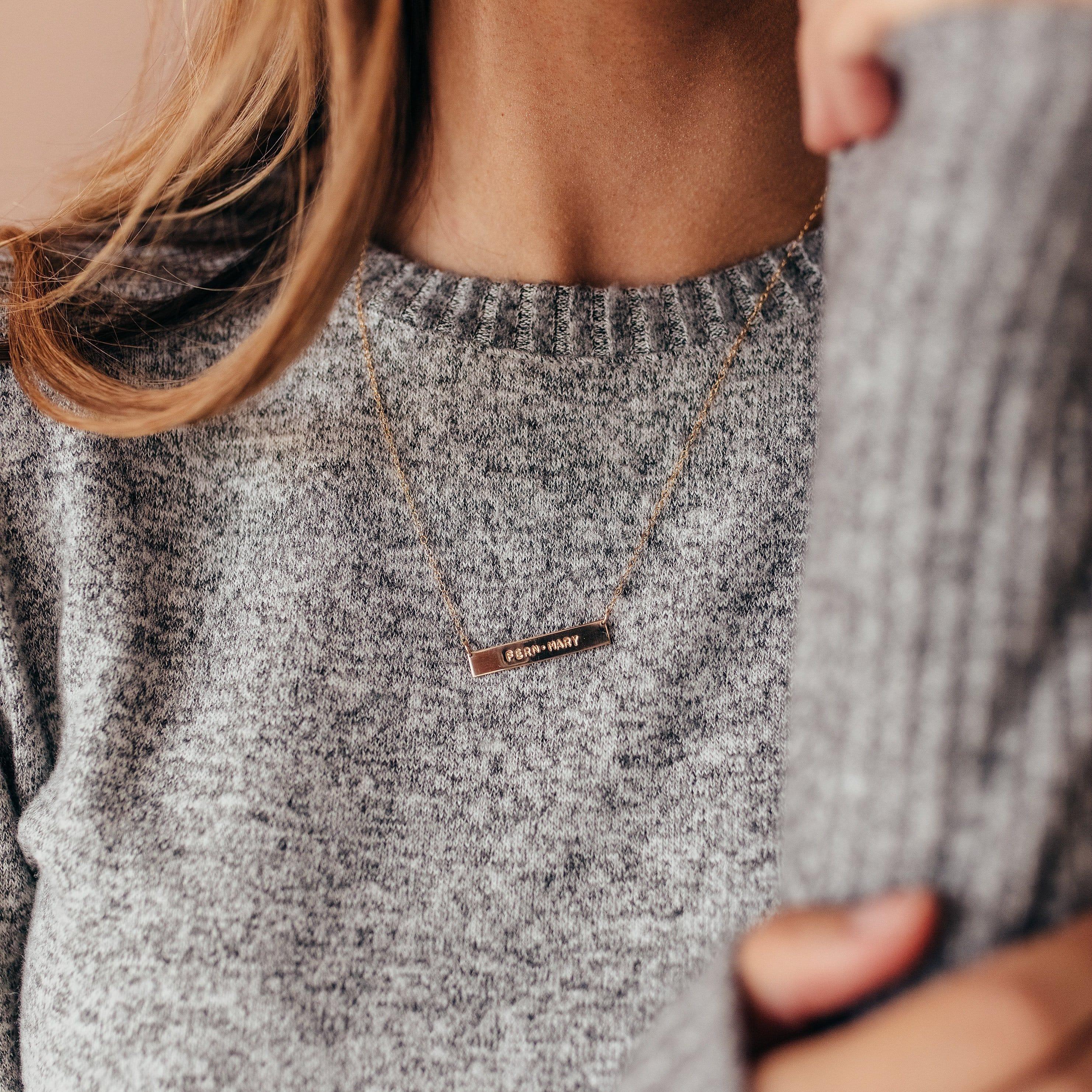 Personalized Bar Necklace - Nolia Jewelry - Meaningful + Sustainably Handcrafted Jewelry