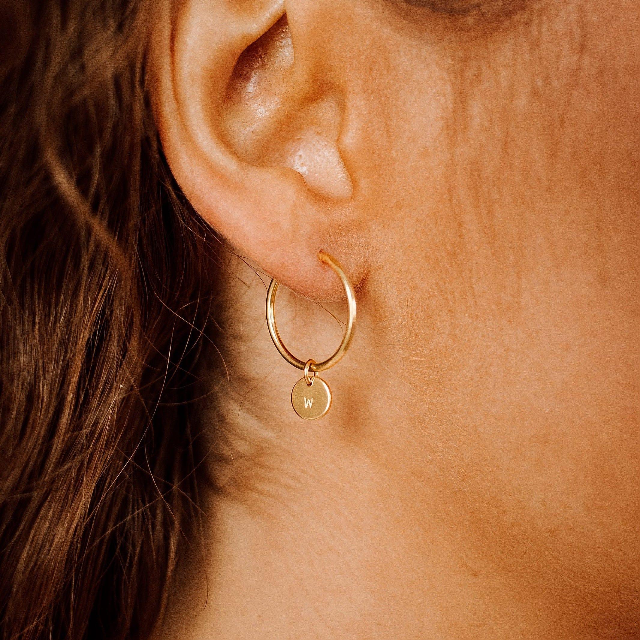 Personalized Disc Hoop Earrings - Nolia Jewelry - Meaningful + Sustainably Handcrafted Jewelry
