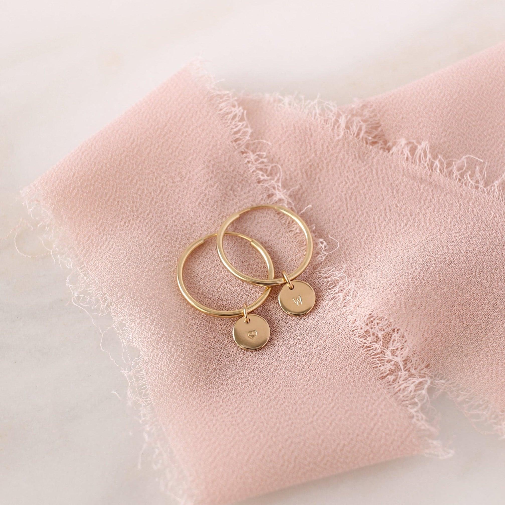 Personalized Disc Hoop Earrings - Nolia Jewelry - Meaningful + Sustainably Handcrafted Jewelry