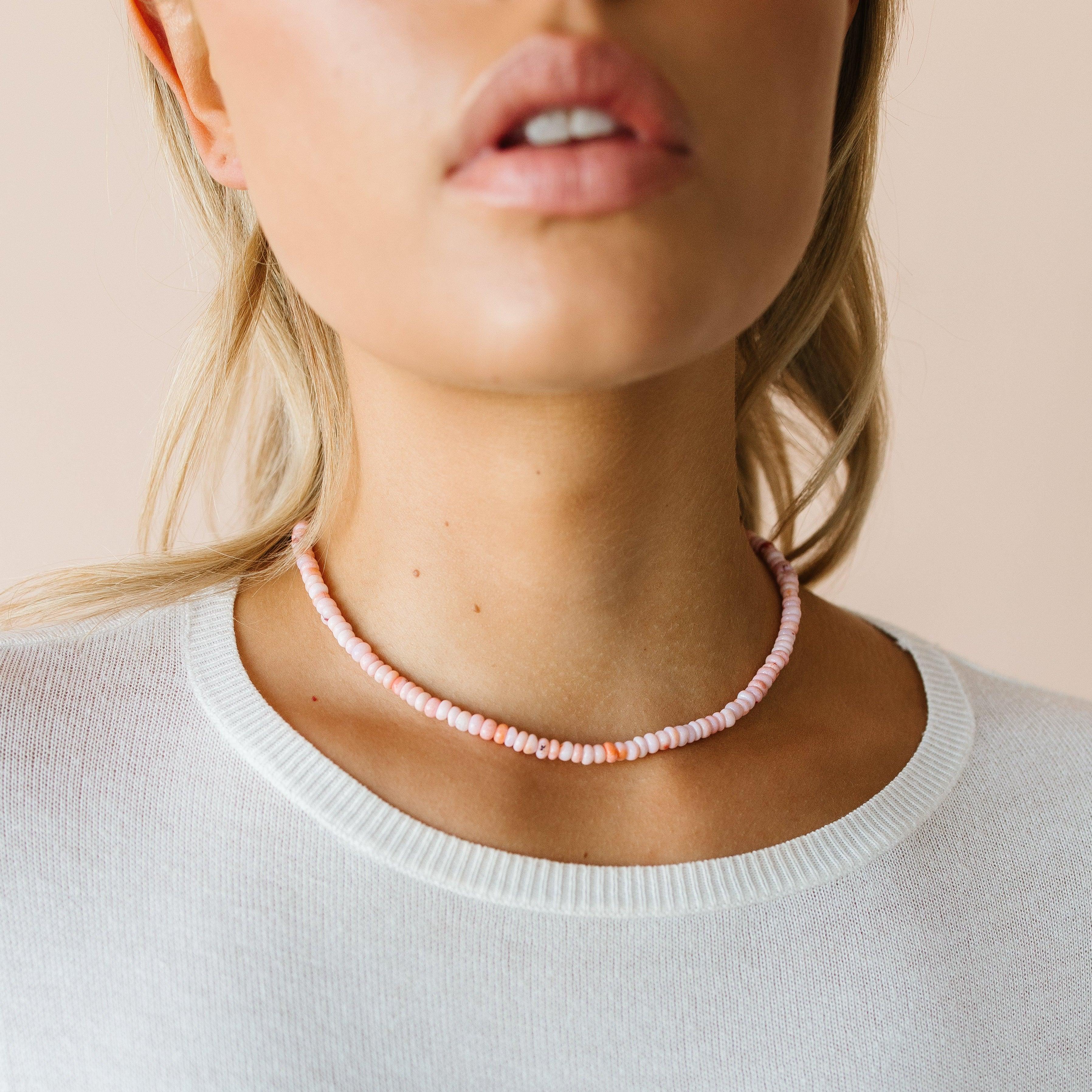 Pink Opal Beaded Necklace - Nolia Jewelry - Meaningful + Sustainably Handcrafted Jewelry