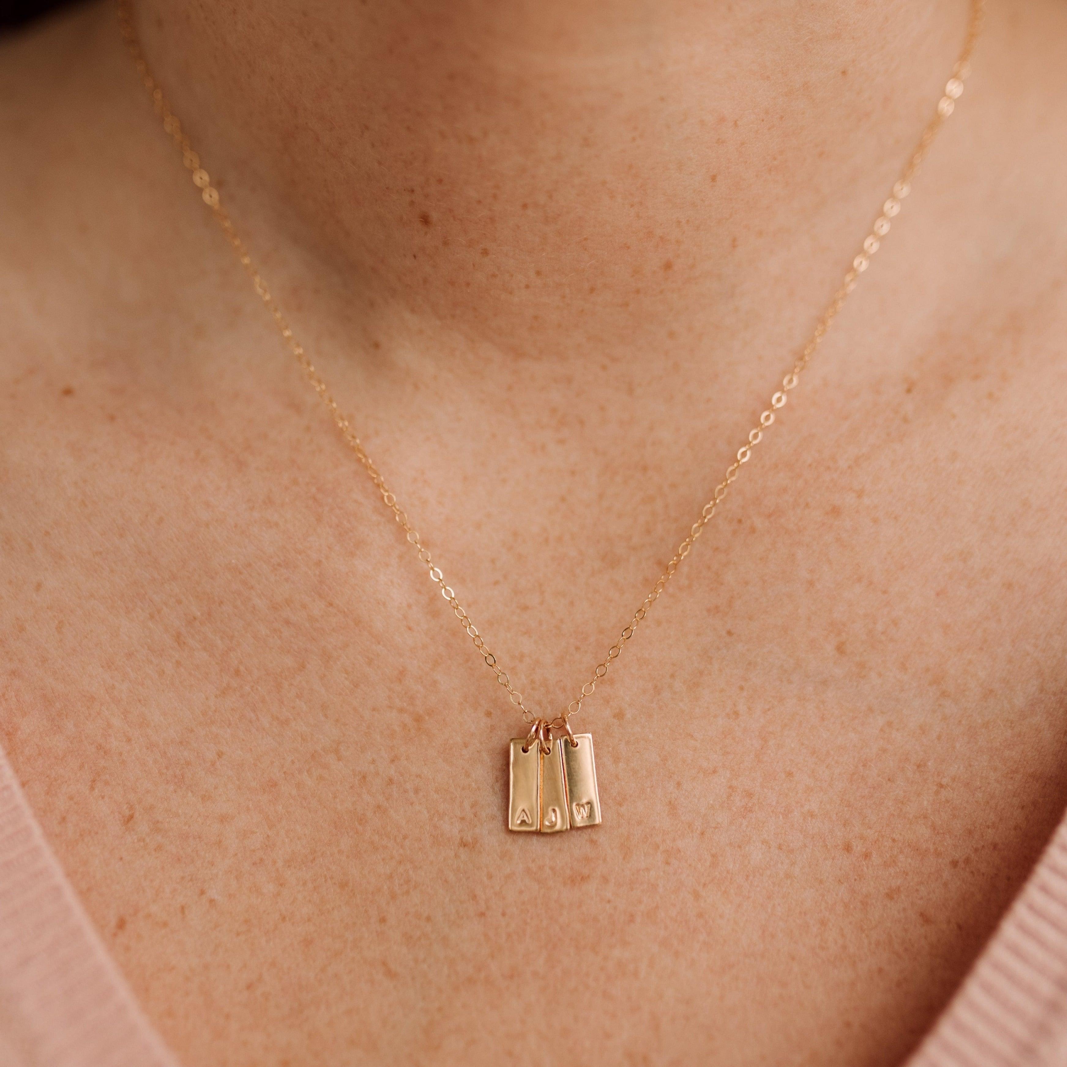 Slim Initial Tag Necklace - Nolia Jewelry - Meaningful + Sustainably Handcrafted Jewelry