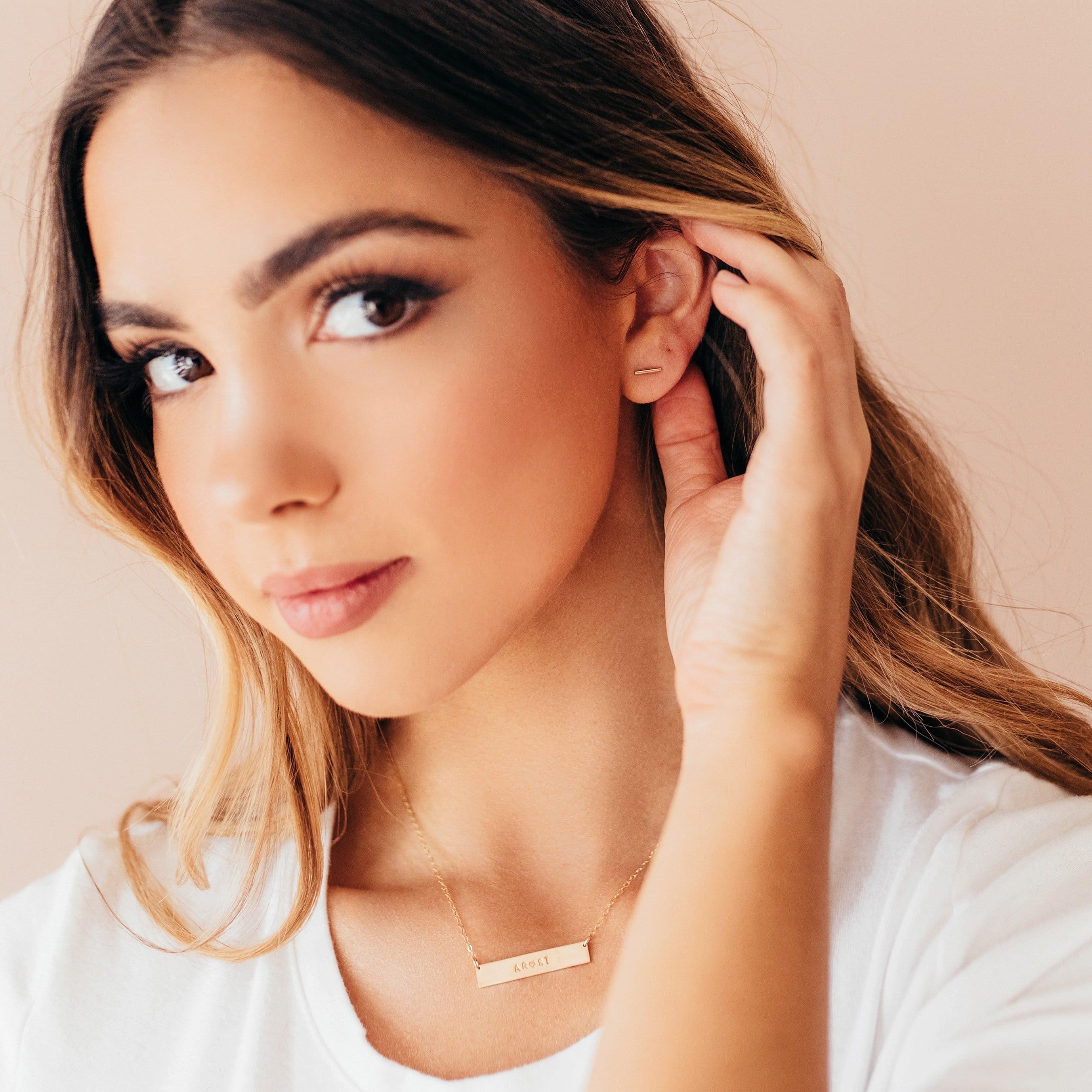 Tiny Bar Stud Earrings - Nolia Jewelry - Meaningful + Sustainably Handcrafted Jewelry