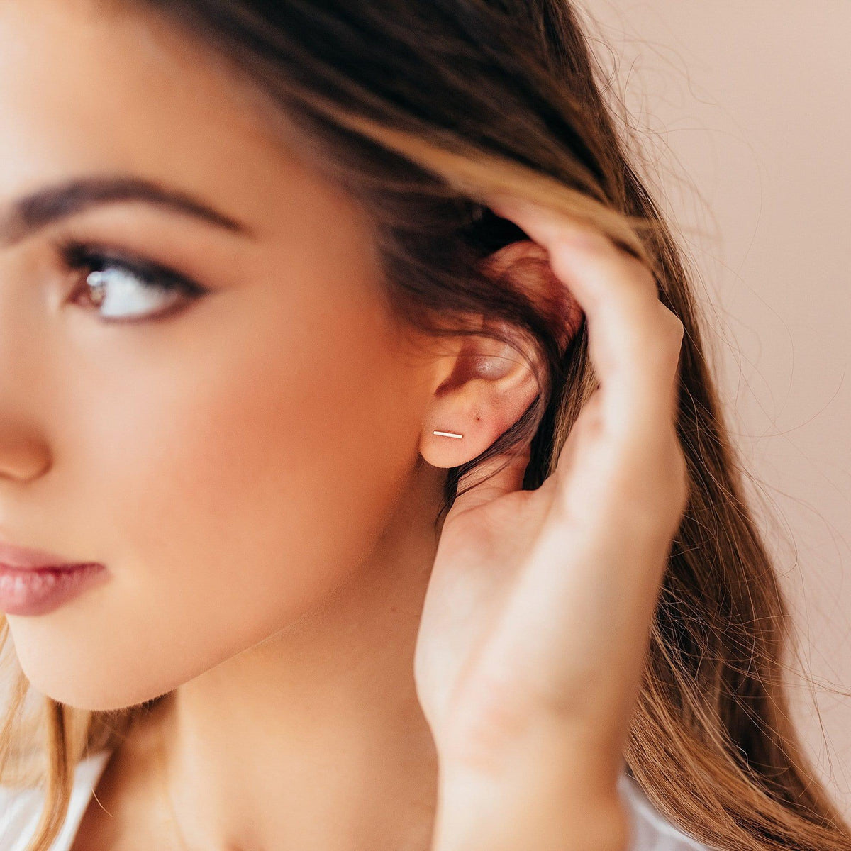 Tiny Bar Stud Earrings - Waterproof + Hypoallergenic Jewelry