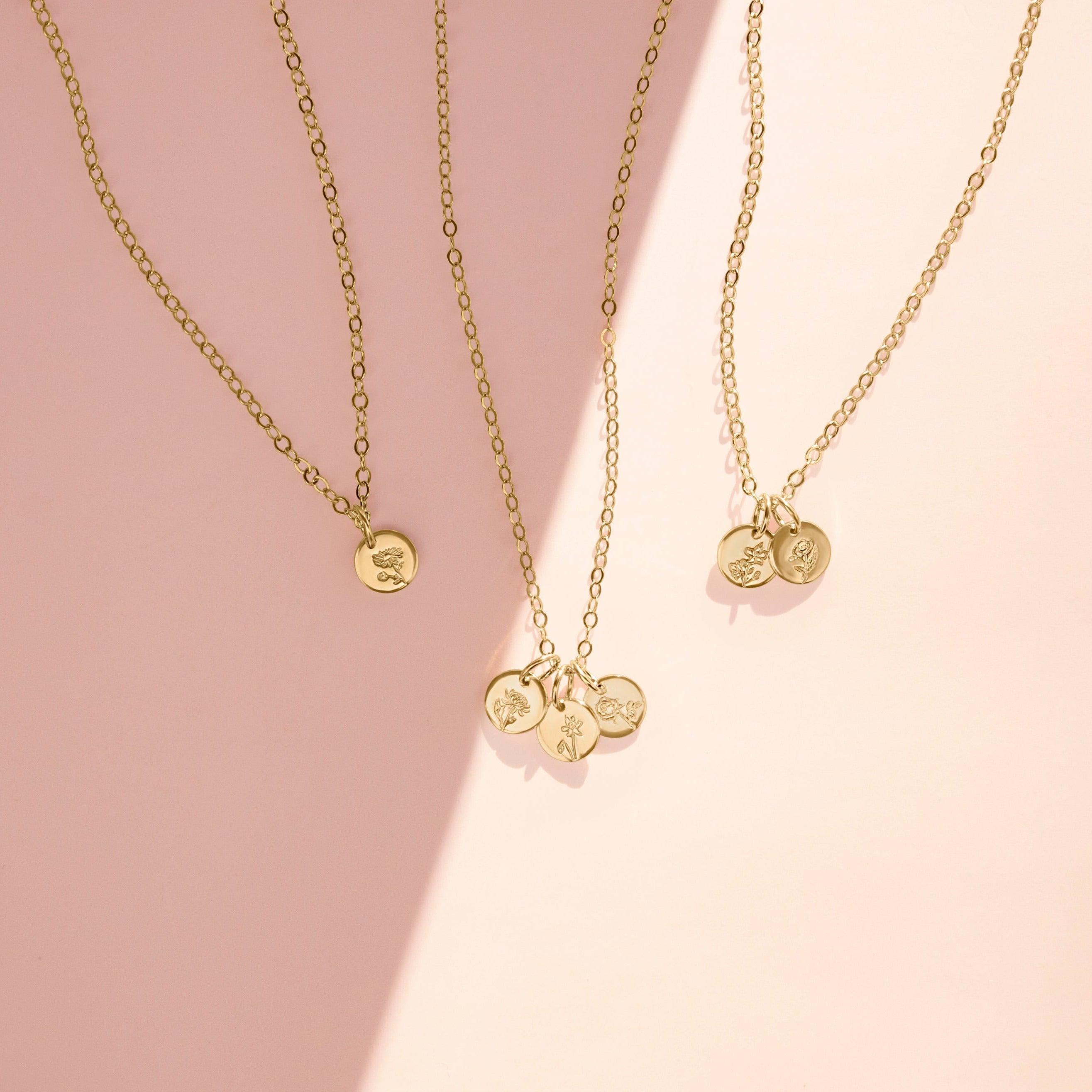 Tiny Birth Flower Necklace - Nolia Jewelry - Meaningful + Sustainably Handcrafted Jewelry