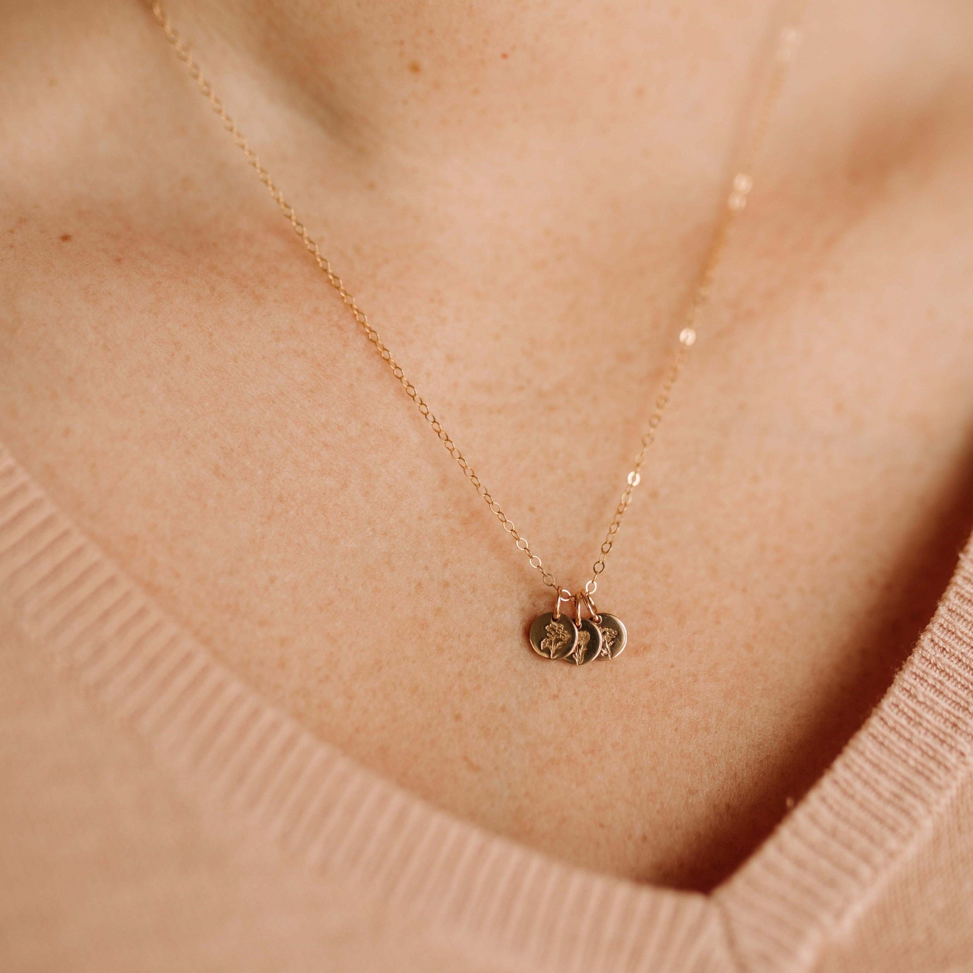 Tiny Birth Flower Necklace - Nolia Jewelry - Meaningful + Sustainably Handcrafted Jewelry