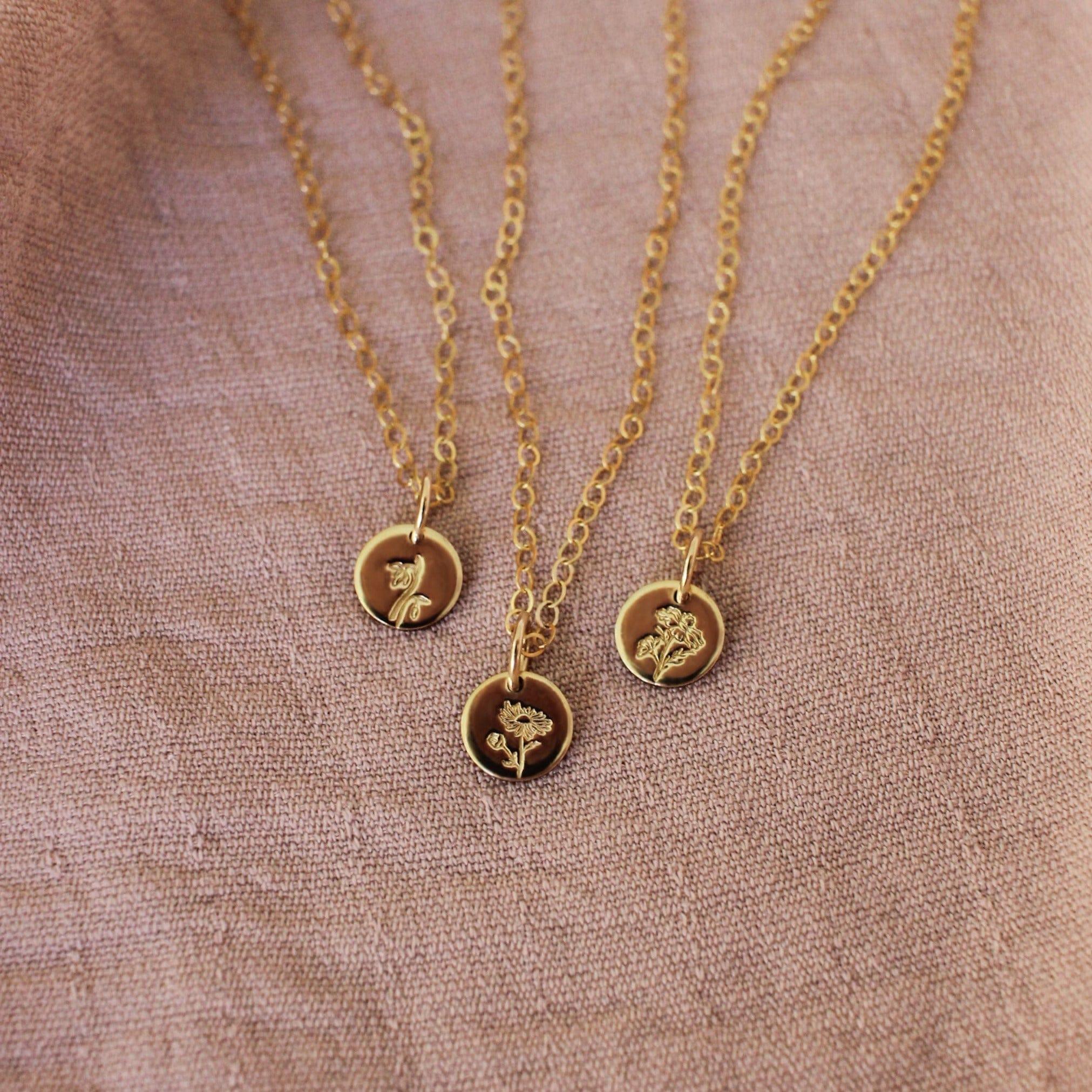 Tiny Birth Flower Necklace - Nolia Jewelry - Meaningful + Sustainably Handcrafted Jewelry