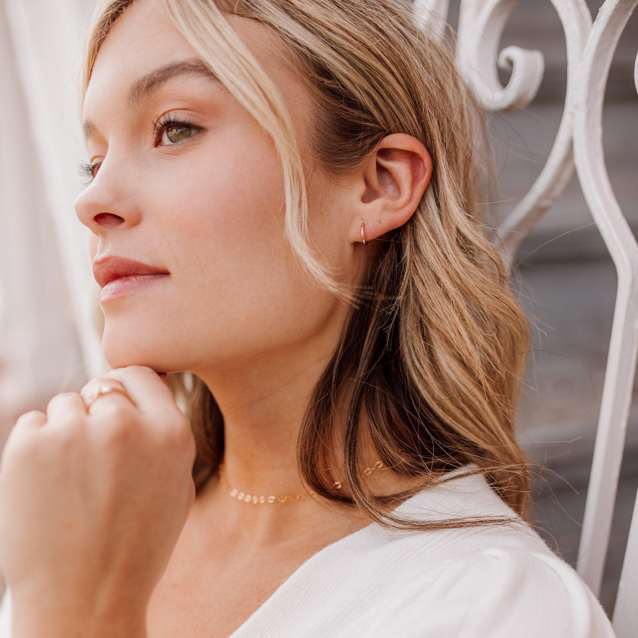 Tiny Everyday Hoop Earrings - Nolia Jewelry - Meaningful + Sustainably Handcrafted Jewelry