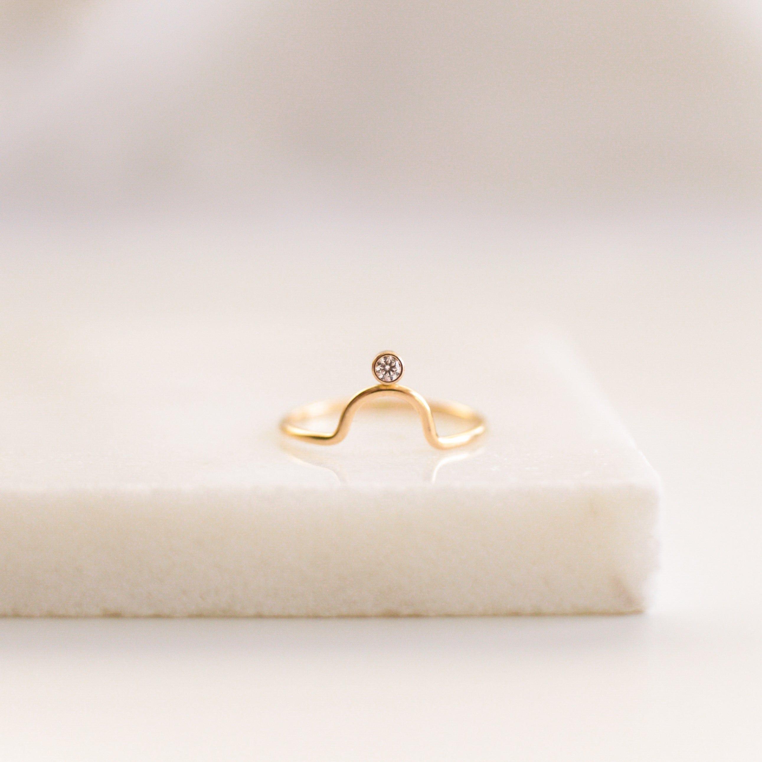 Tiny Gemstone Arch Ring - Nolia Jewelry - Meaningful + Sustainably Handcrafted Jewelry