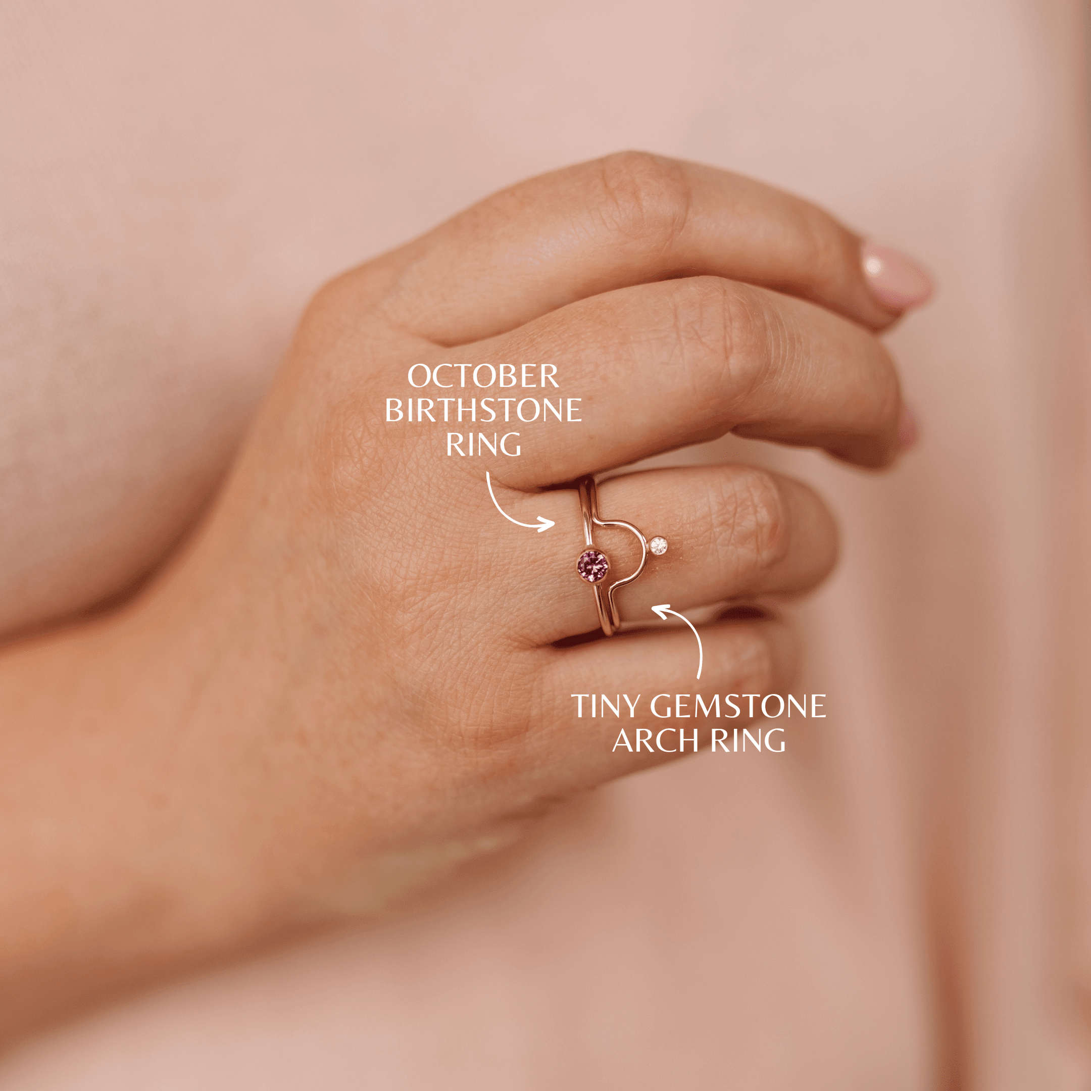 Tiny Gemstone Arch Ring - Nolia Jewelry - Meaningful + Sustainably Handcrafted Jewelry
