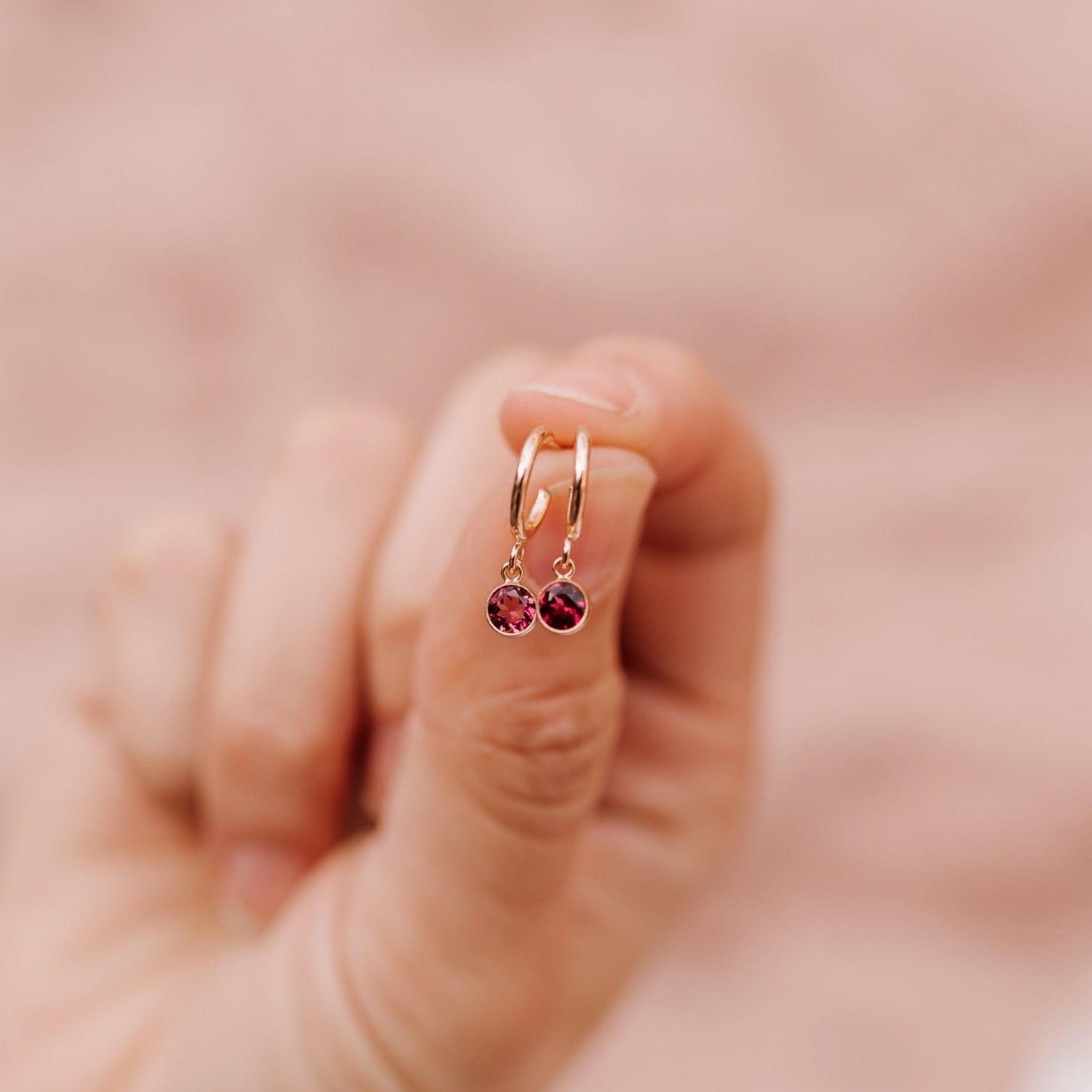 Tiny Gemstone Hoops Earrings • Choose Your Gemstones - Nolia Jewelry - Meaningful + Sustainably Handcrafted Jewelry