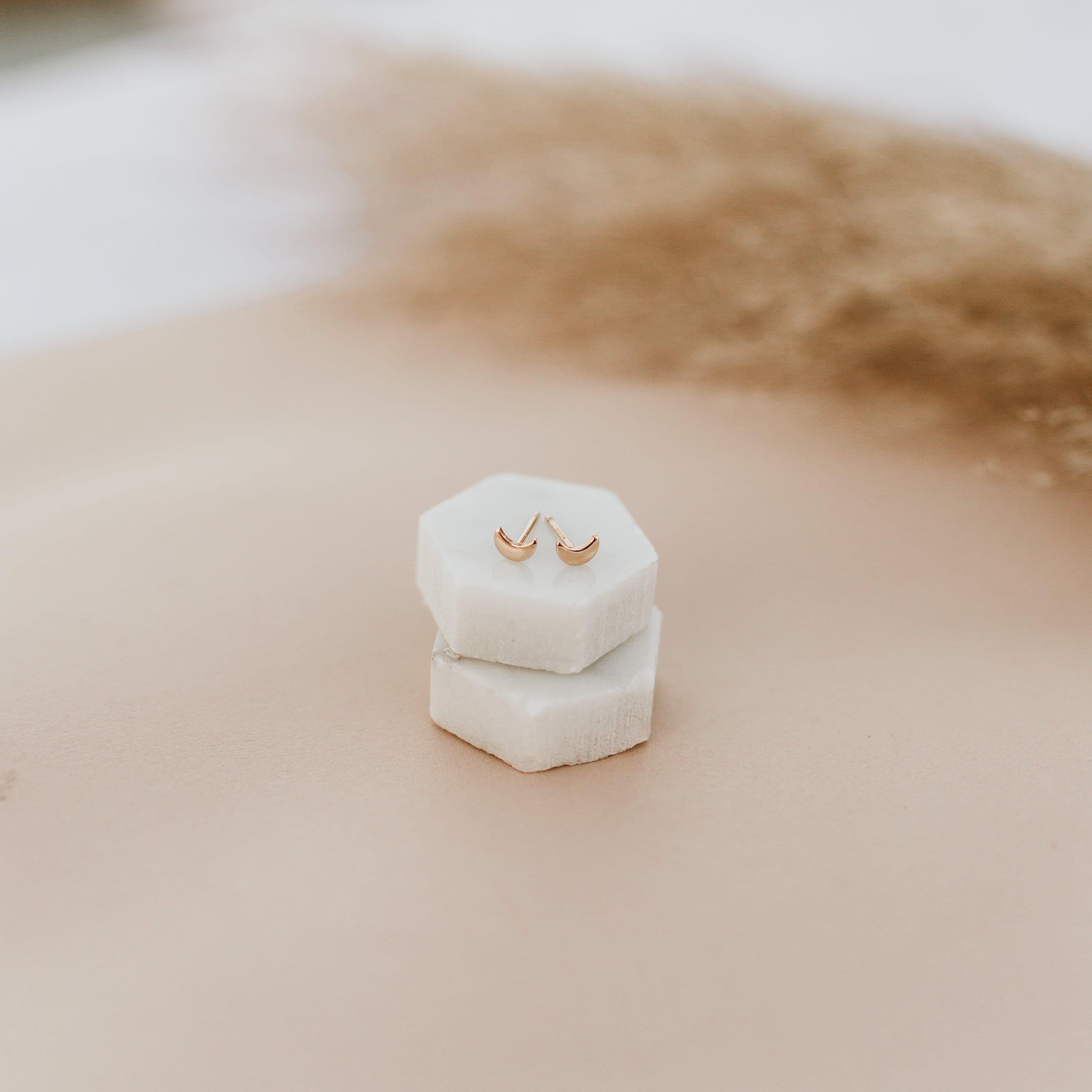 Tiny Moon Stud Earrings - Nolia Jewelry - Meaningful + Sustainably Handcrafted Jewelry